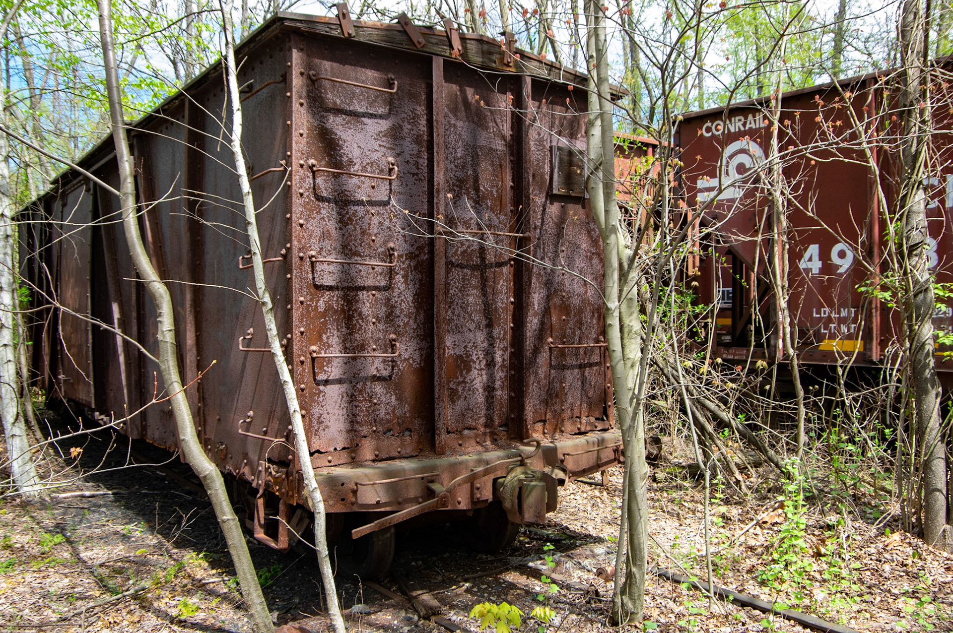 Abandonded East Broad Top narrow-gauge cars in Mt. Union, Pa. on April 23, 2017.