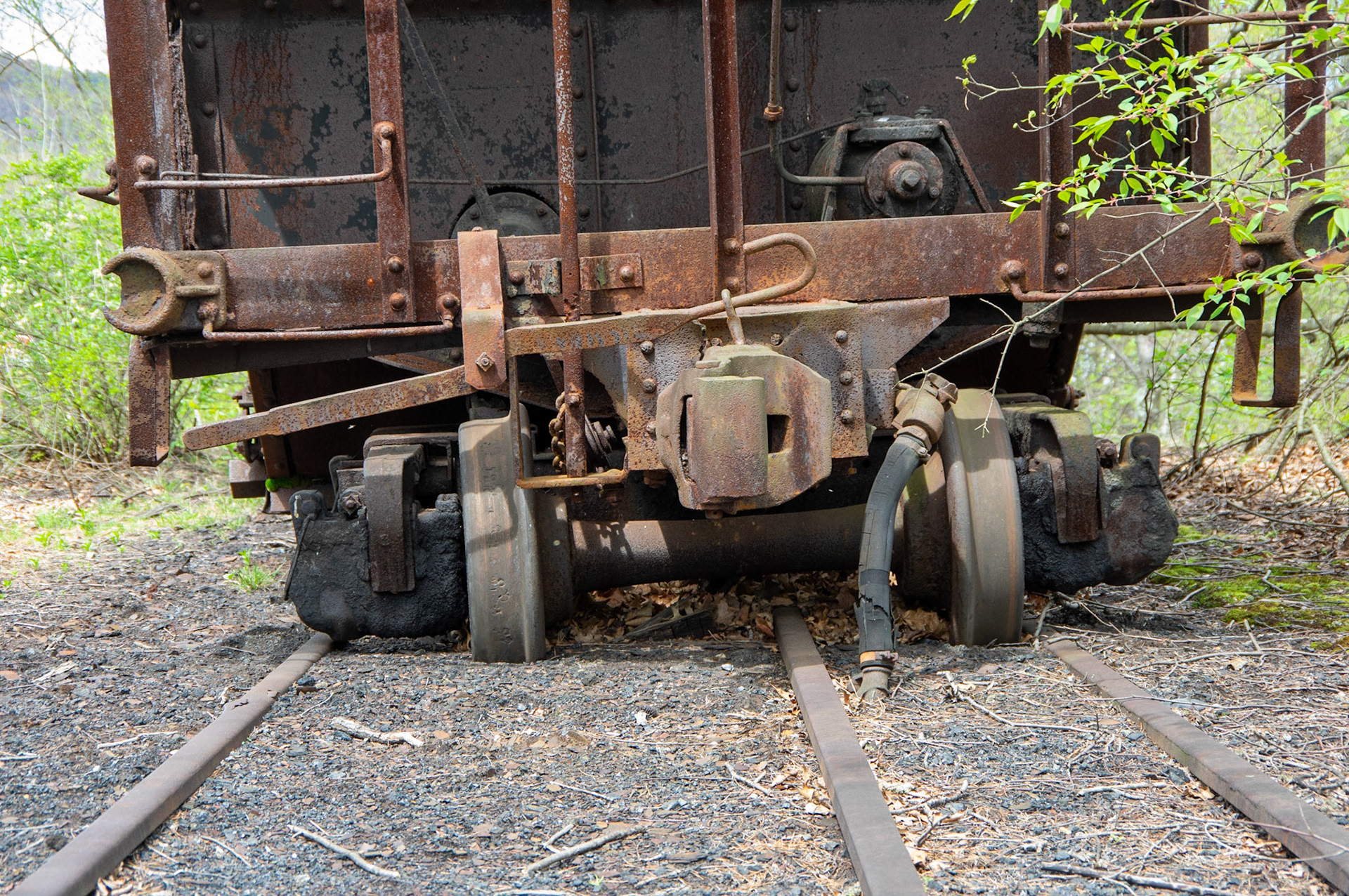 Abandonded East Broad Top narrow-gauge cars in Mt. Union, Pa. on April 23, 2017.