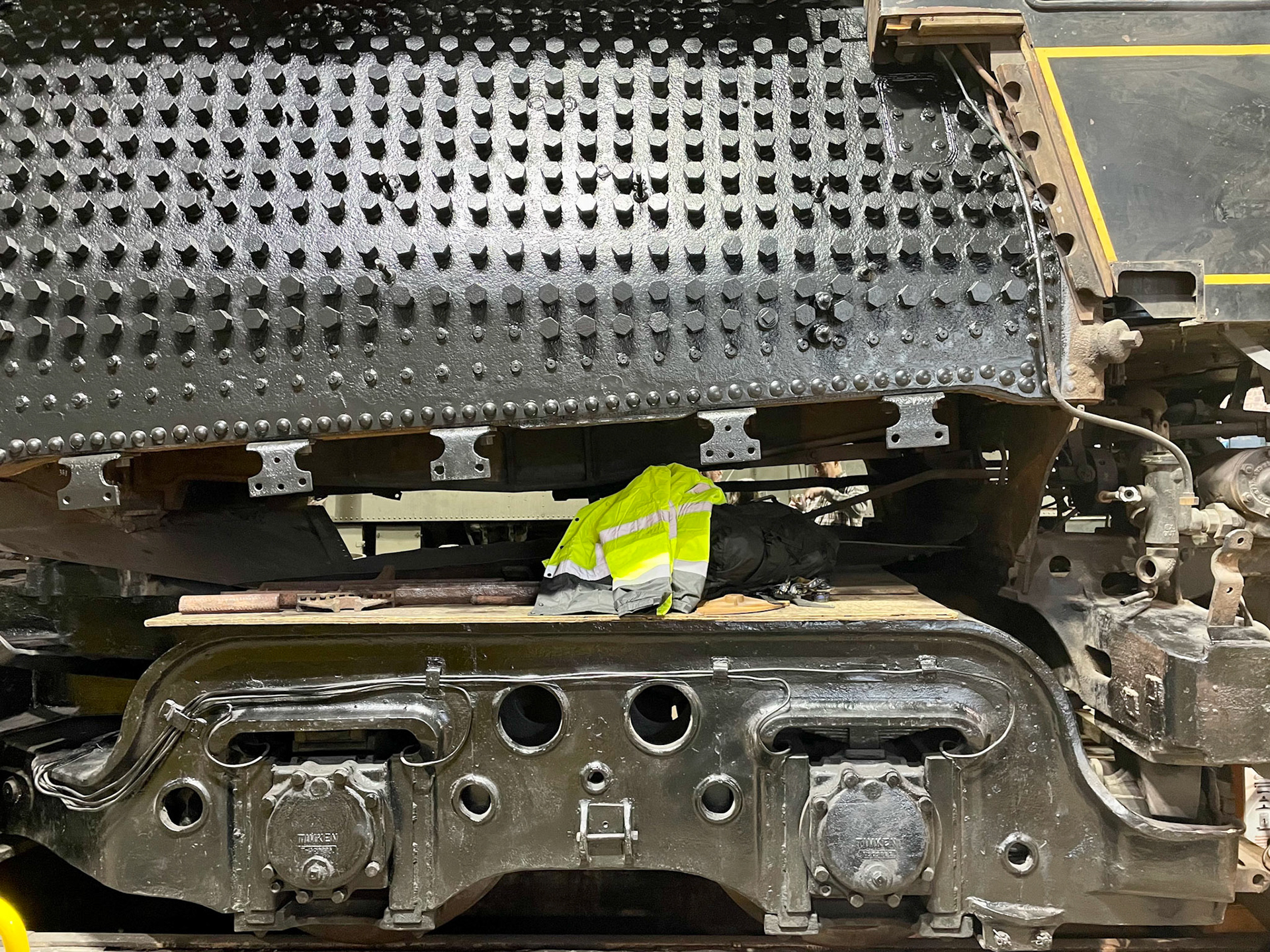 Reading 4-8-4 2100 at the Midwest Railway Preservation SOciety B&amp;O roundhouse in Cleveland o n Jan. 15, 2022.