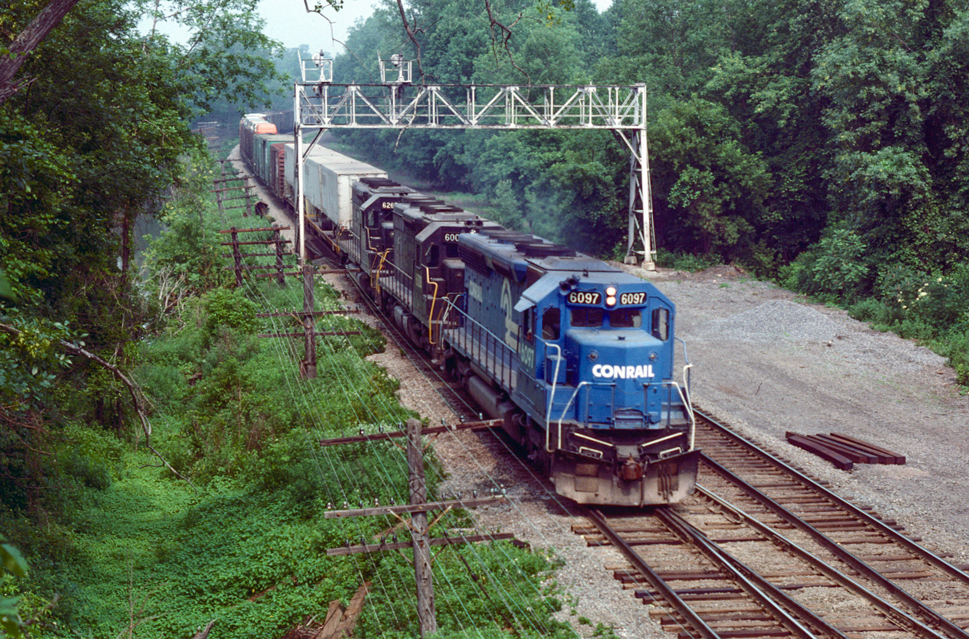 An eastbound seen from the Marion branch bridge over CP15 in May, 1978.