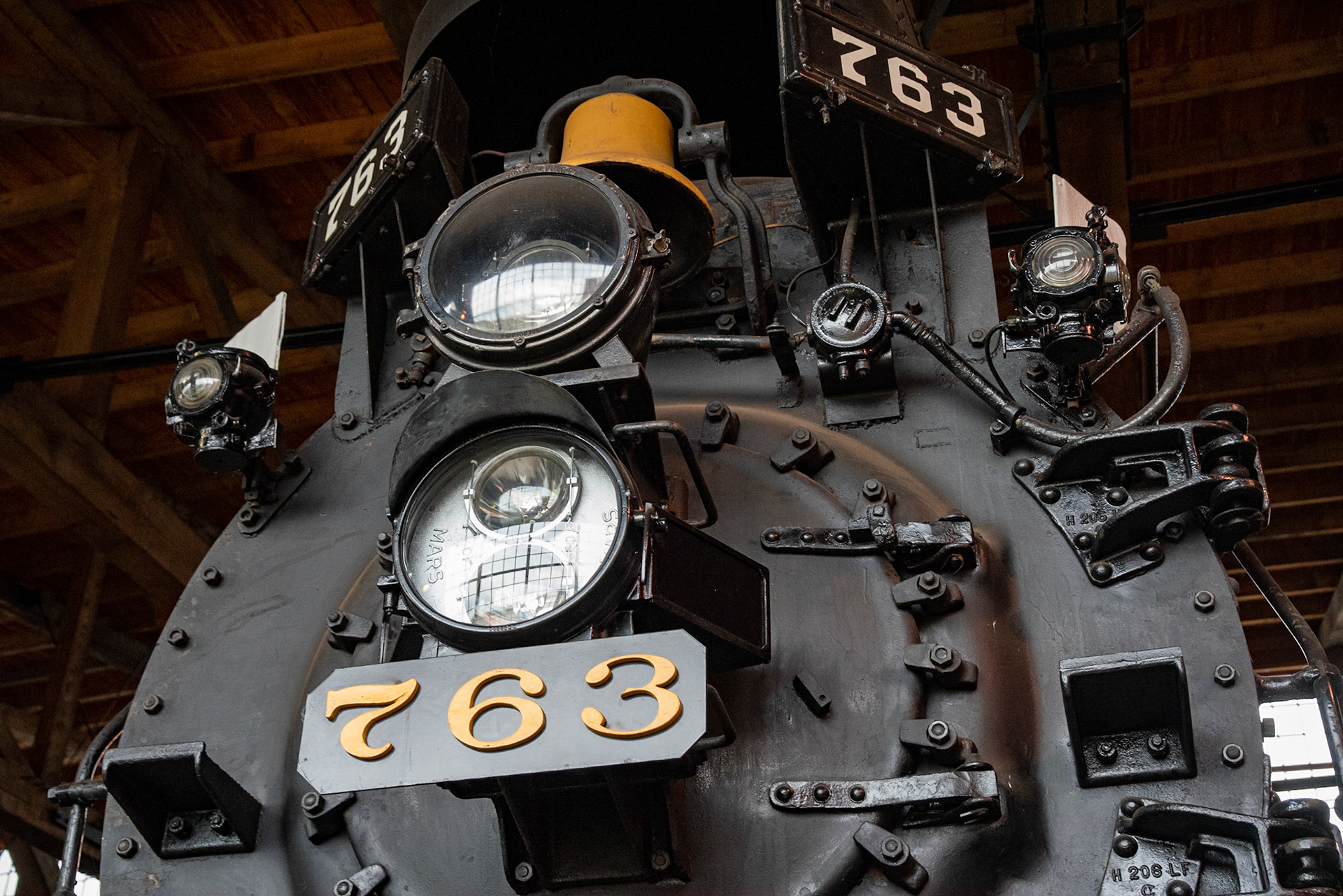 Nickel Plate Road 2-8-4 No. 763 at the Age of Steam roundhouse, Jan. 13, 2022