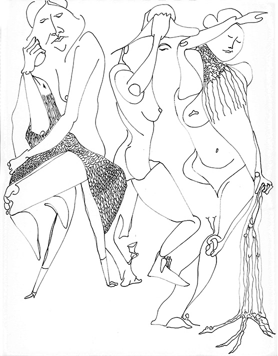Three Graces with a Bird
