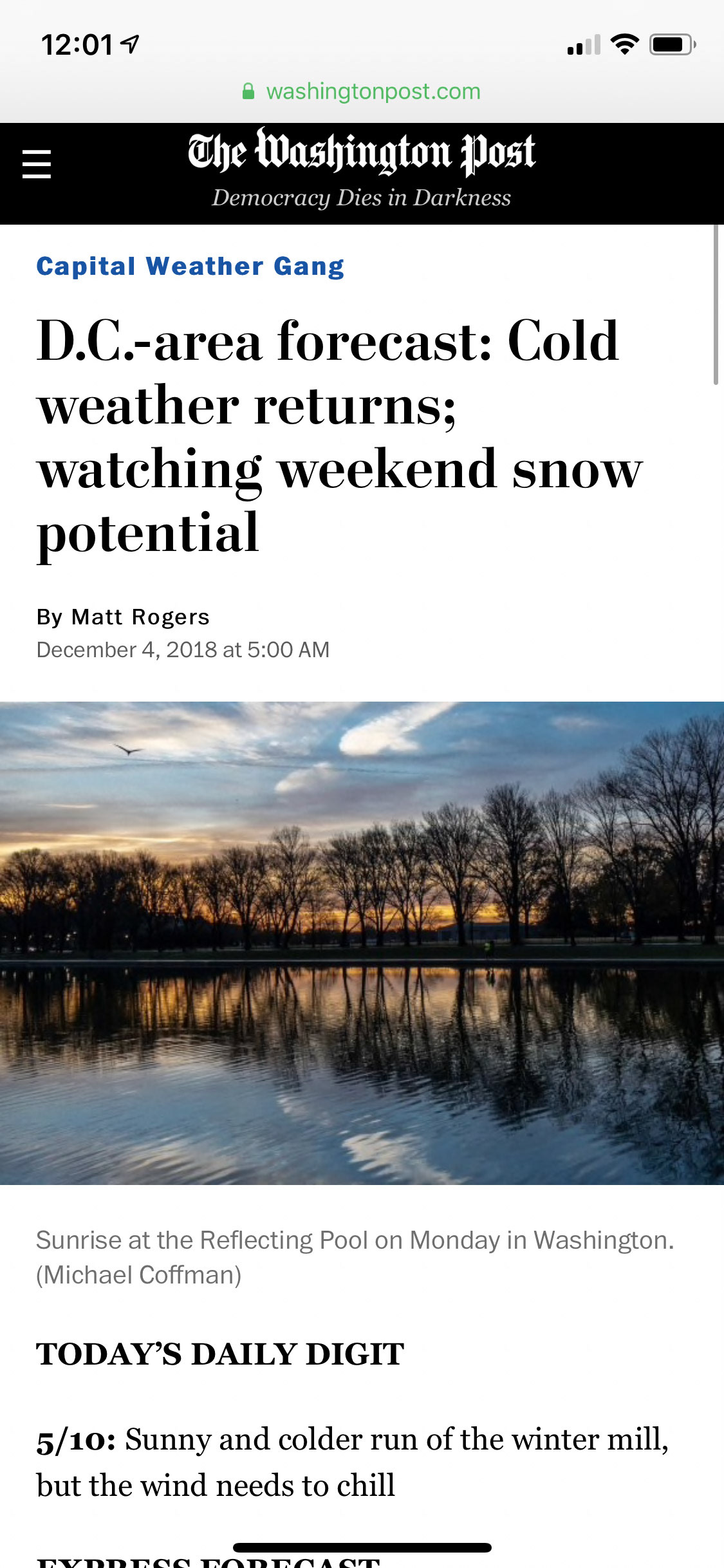 Sunrise at the Reflecting Pool