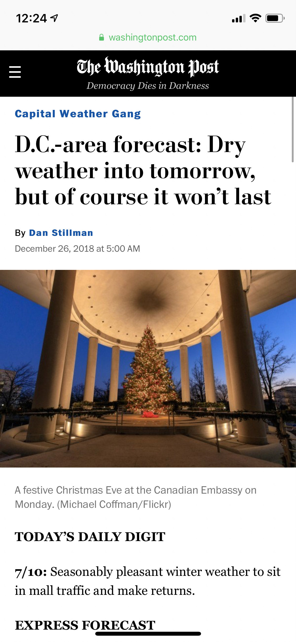 A festive Christmas Eve at the Canadian Embassy