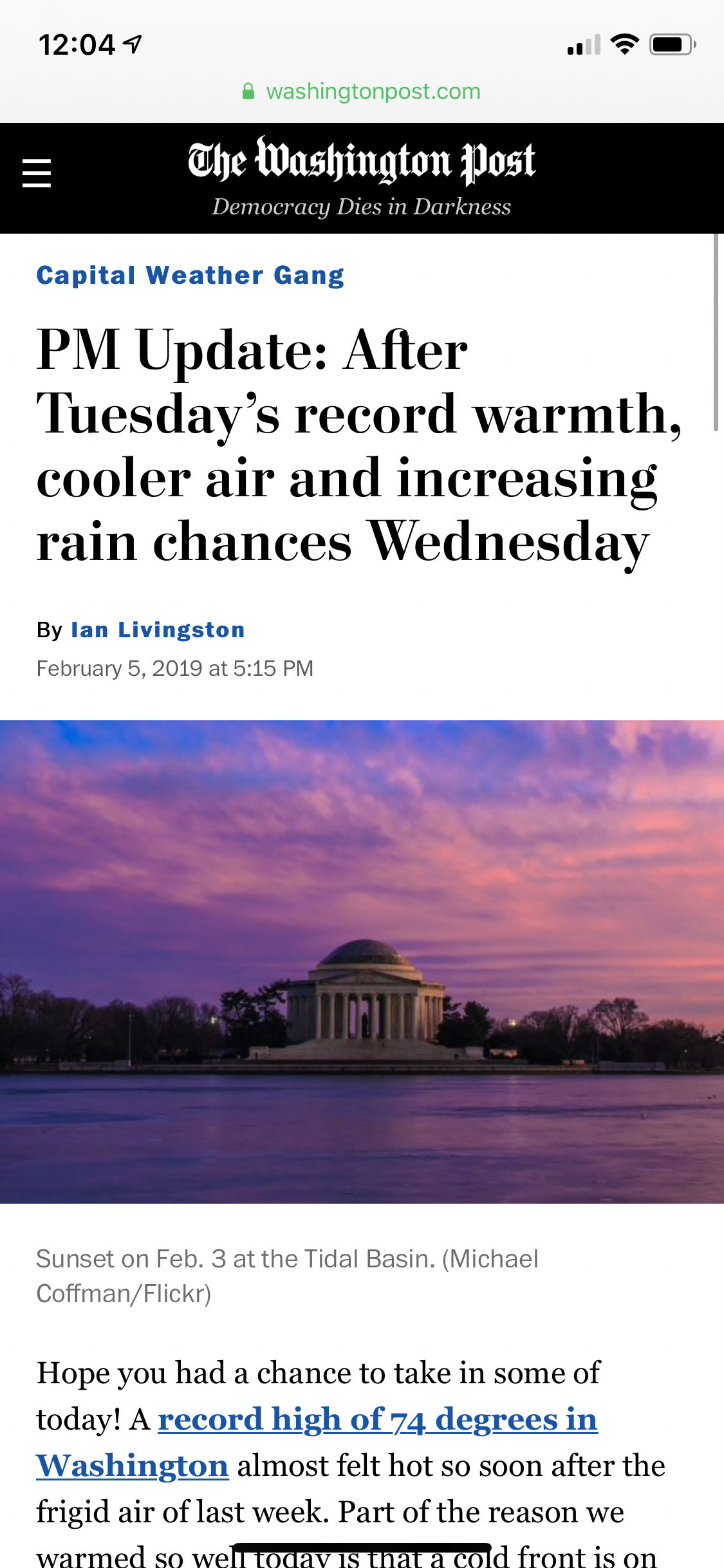 Sunset at the Tidal Basin