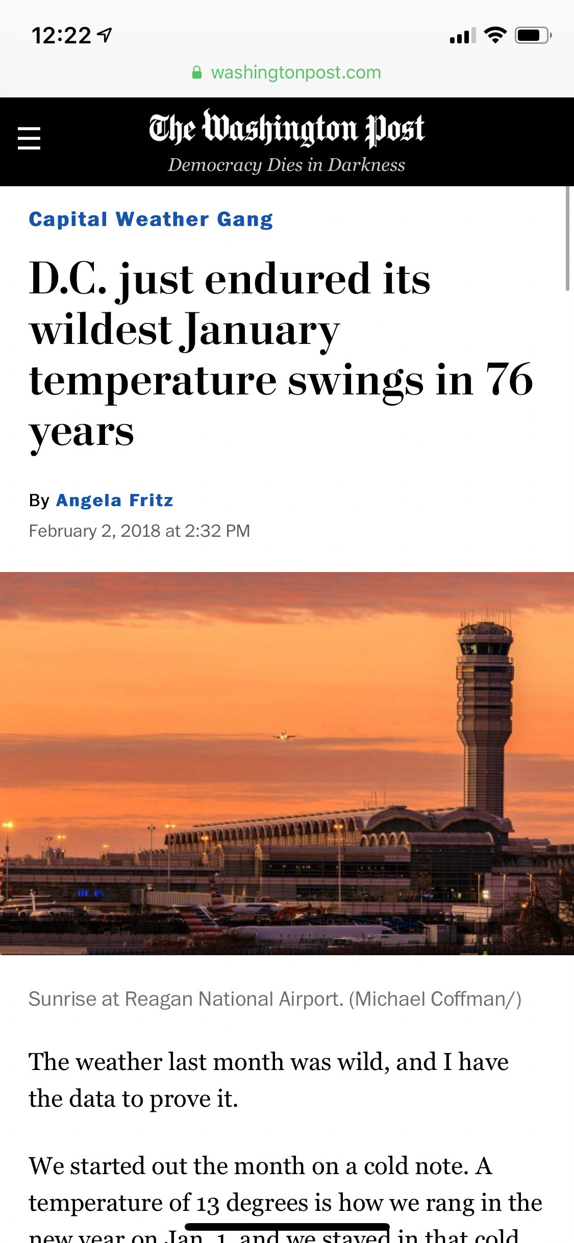 Sunrise at Reagan National Airport