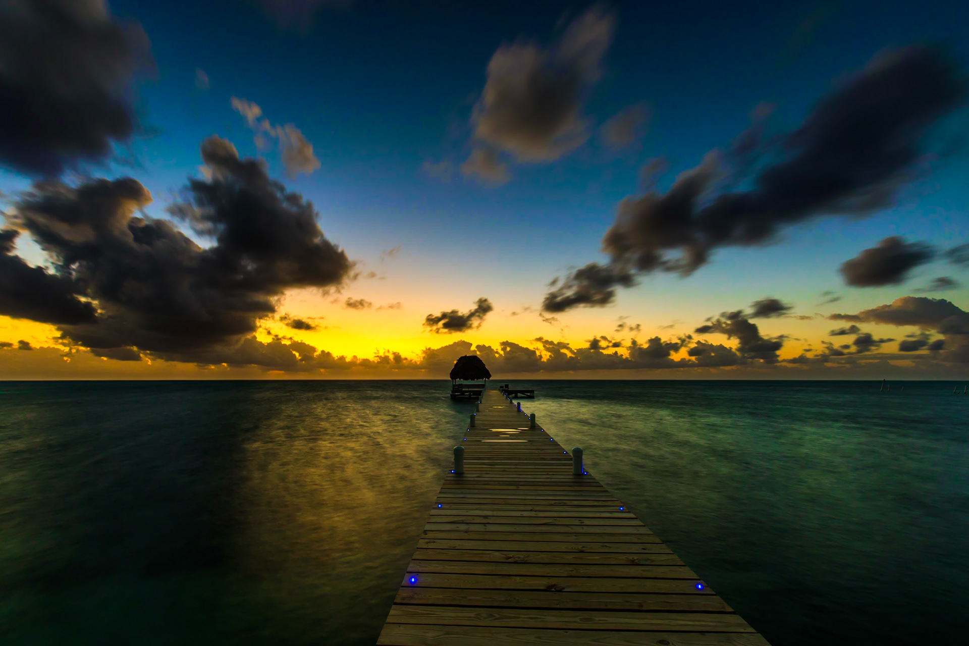 Sunrise pier in Belize