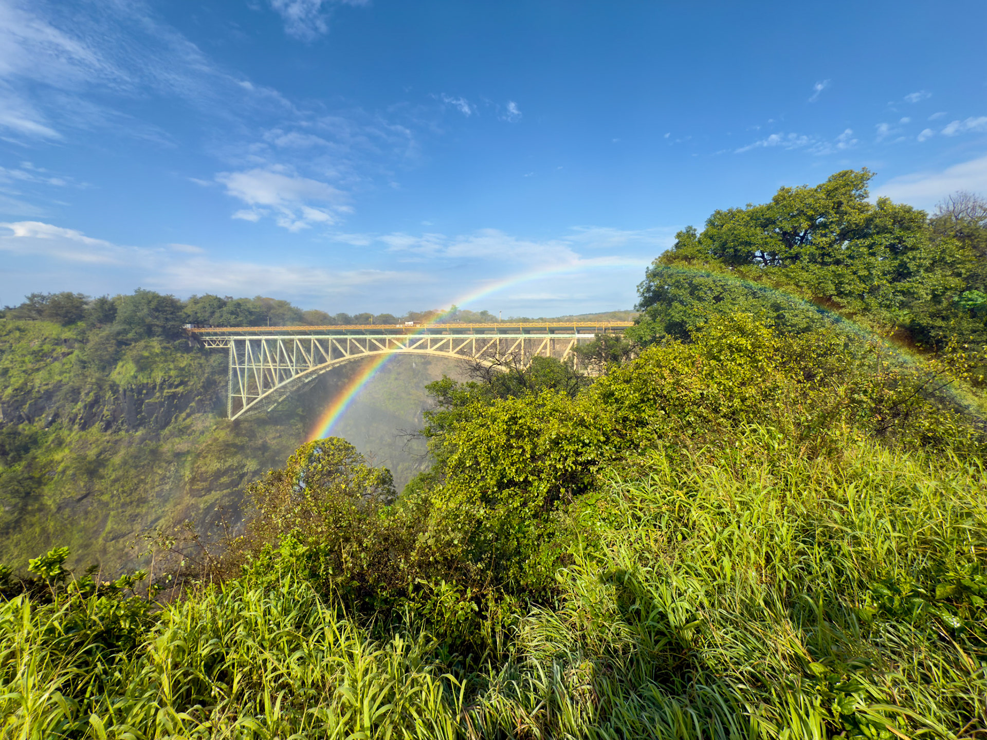 Bridge between Zimbabwe and Zambia. We probably should have crossed it to get credit for a 5th country but we stayed on the Zimbabwe side of the falls.