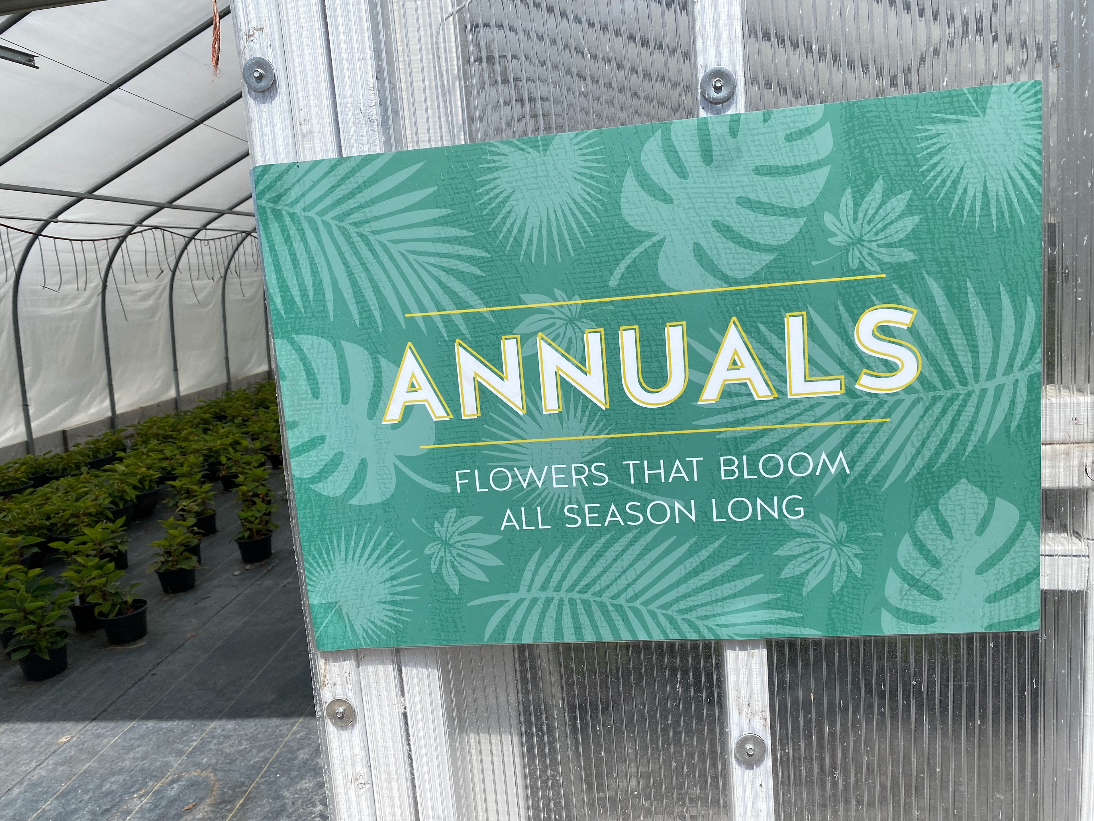 Signage used to designate each plants growing season.