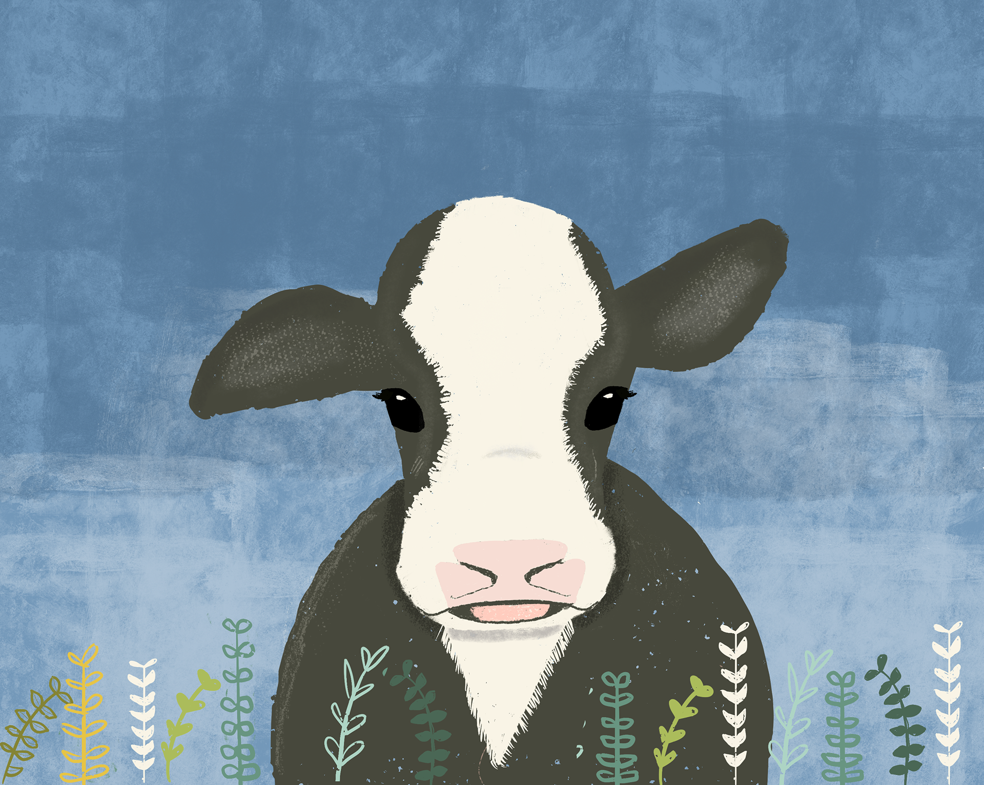 Curious Calf – Wide-eyed and gentle, carrying fields of innocence in his gaze.