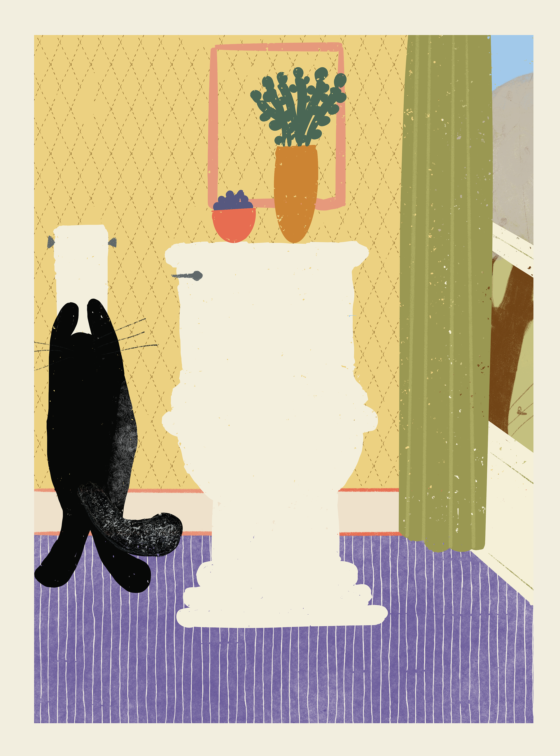 	Cat’s Throne – A silent guardian perched above a patch of sunlight.