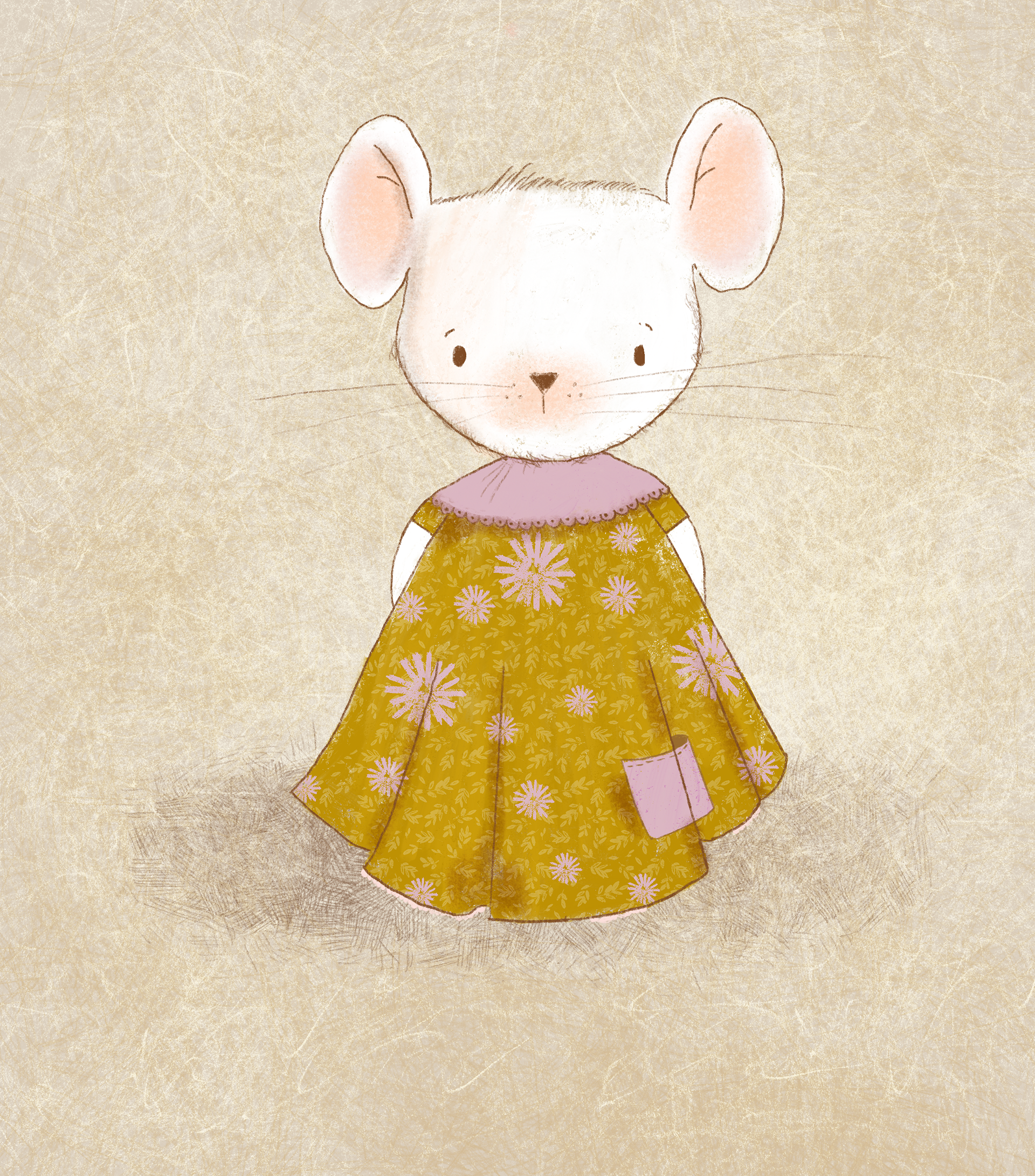 Gentle Mouse – Dressed for a story, ready to bring kindness and wonder to every page she enters.