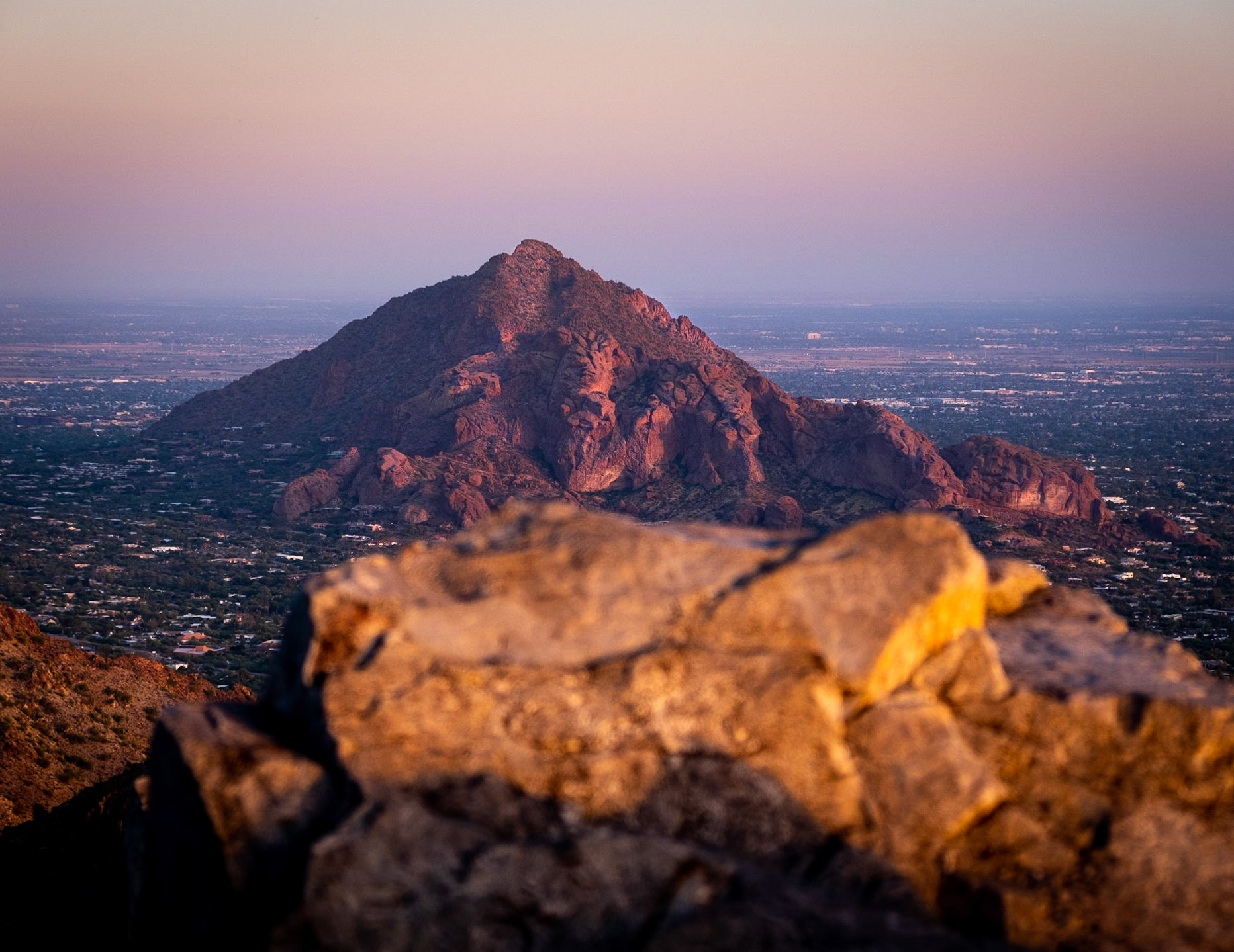 A look at Camelback Mountain during sunset.