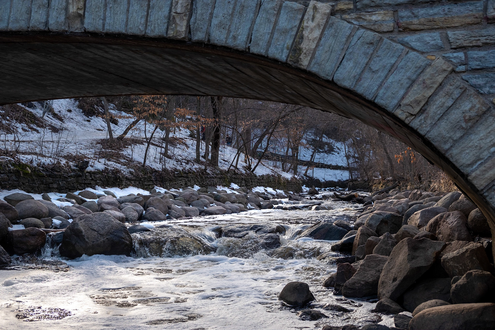 Under the bridge in Minnehaha Regional Park