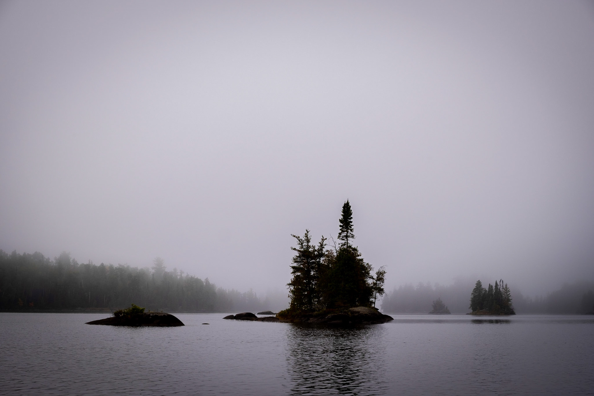 Moody islands on Lake One
