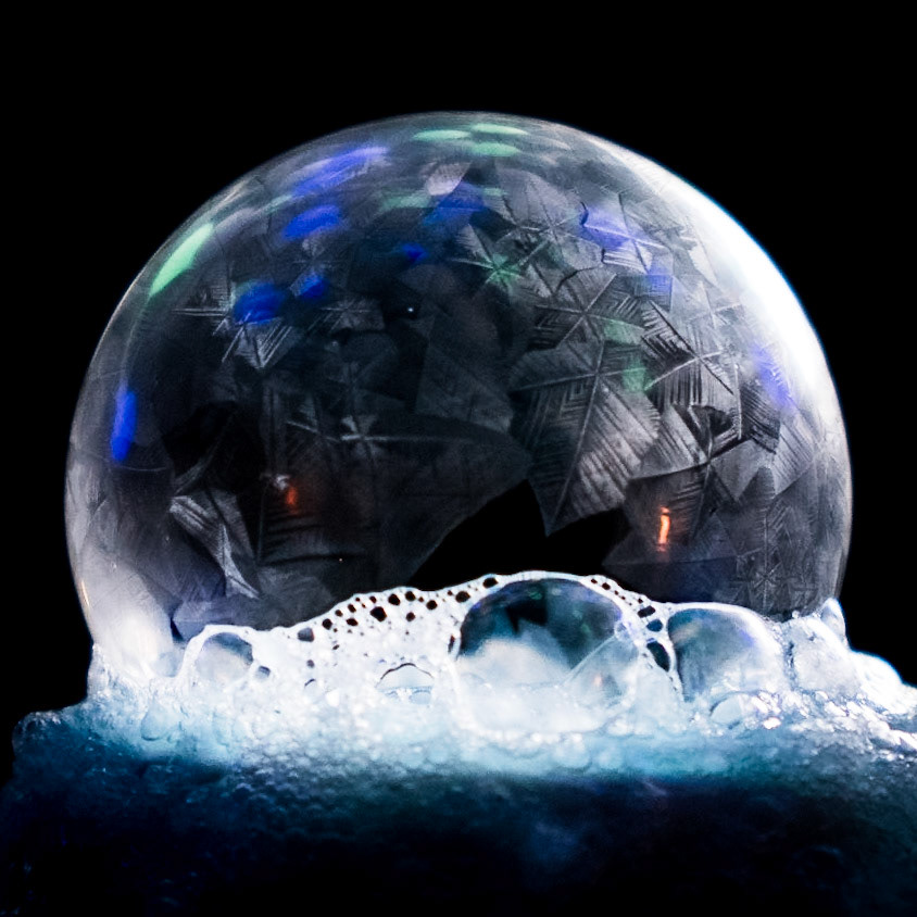 I wish I had video of this one, as it took nearly two minutes to completely freeze over. I believe the base and bubble solution was on the warmer side for that to happen.