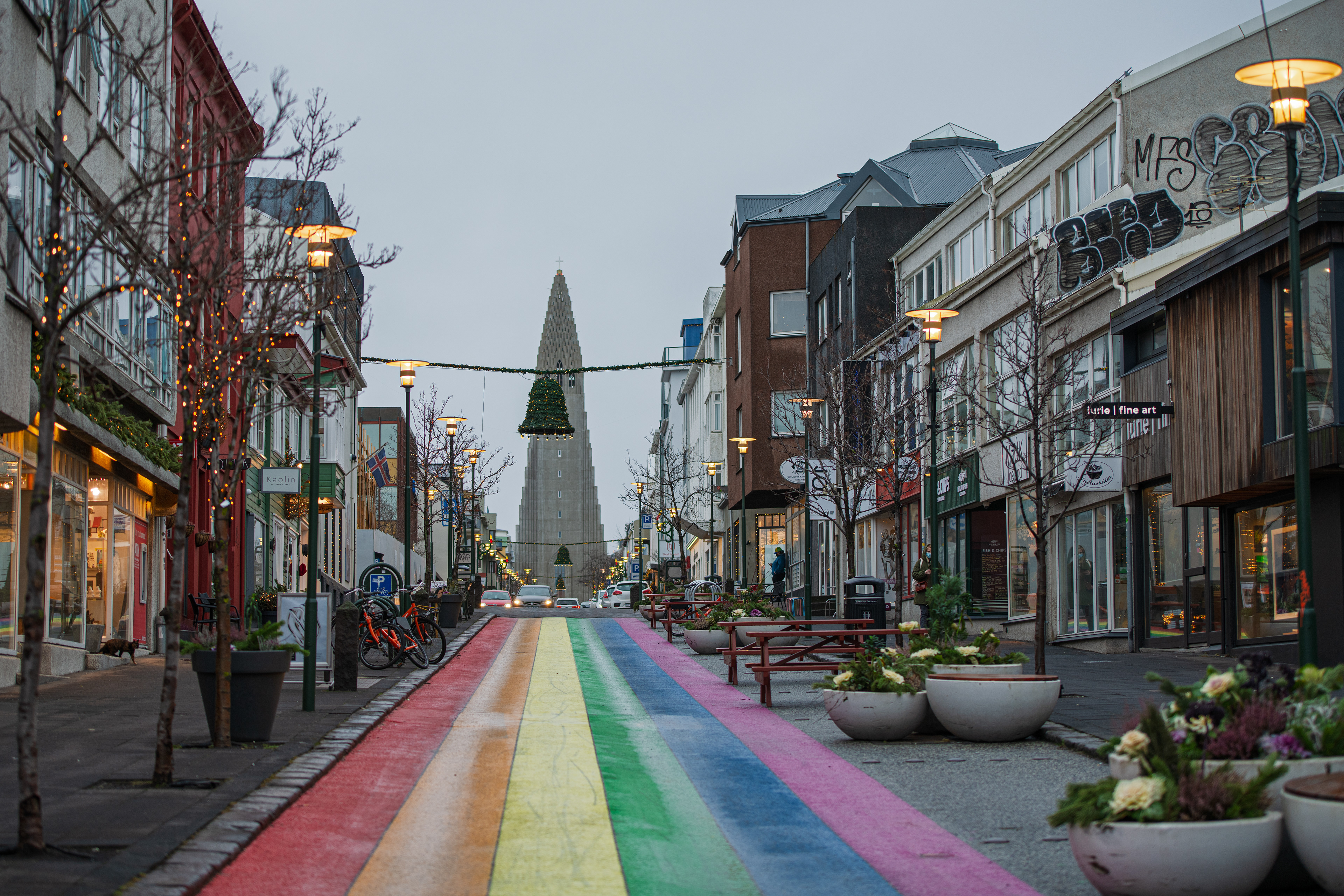 Skólavörðustígu street in Reykjavík