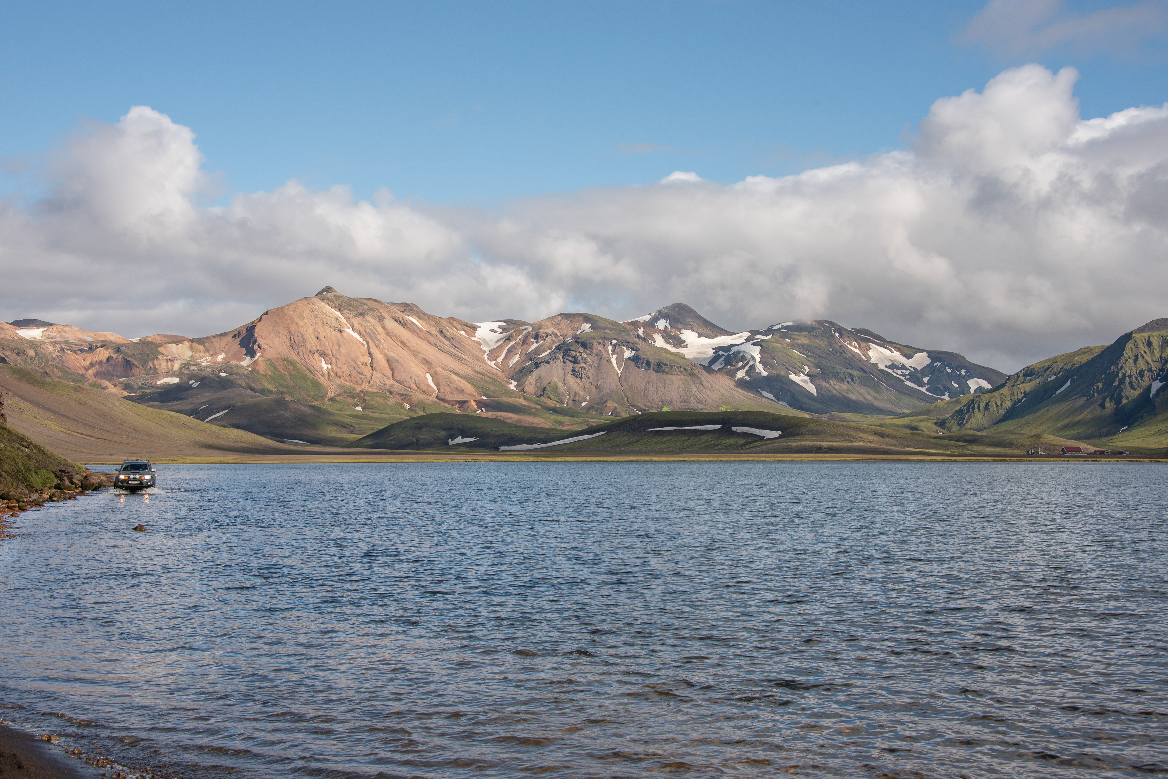A view from the south shore of Álftavatn lake towards the Torfajökull caldera
