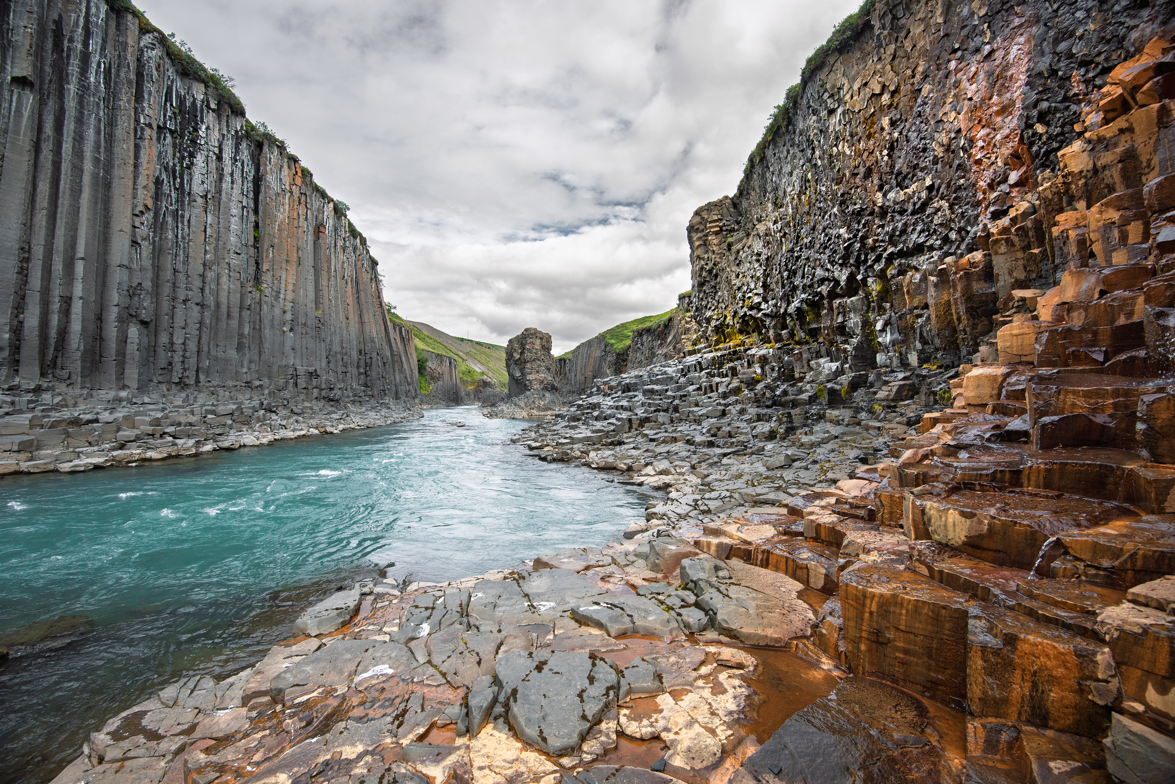 Stuðlagil Canyon in August 2016 before it became a famous tourist destination