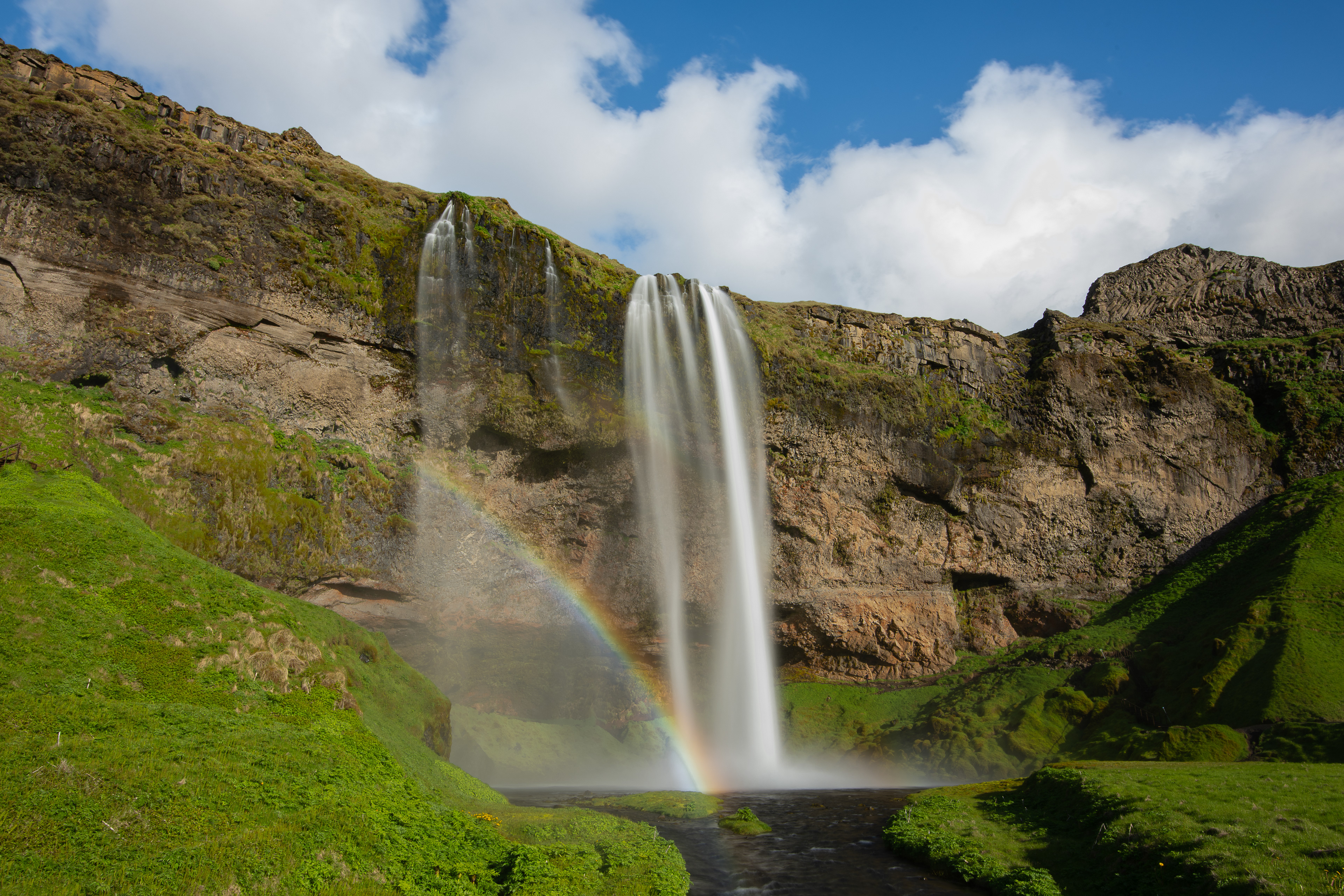 Rainbow at Seljalandsfoss waterfall