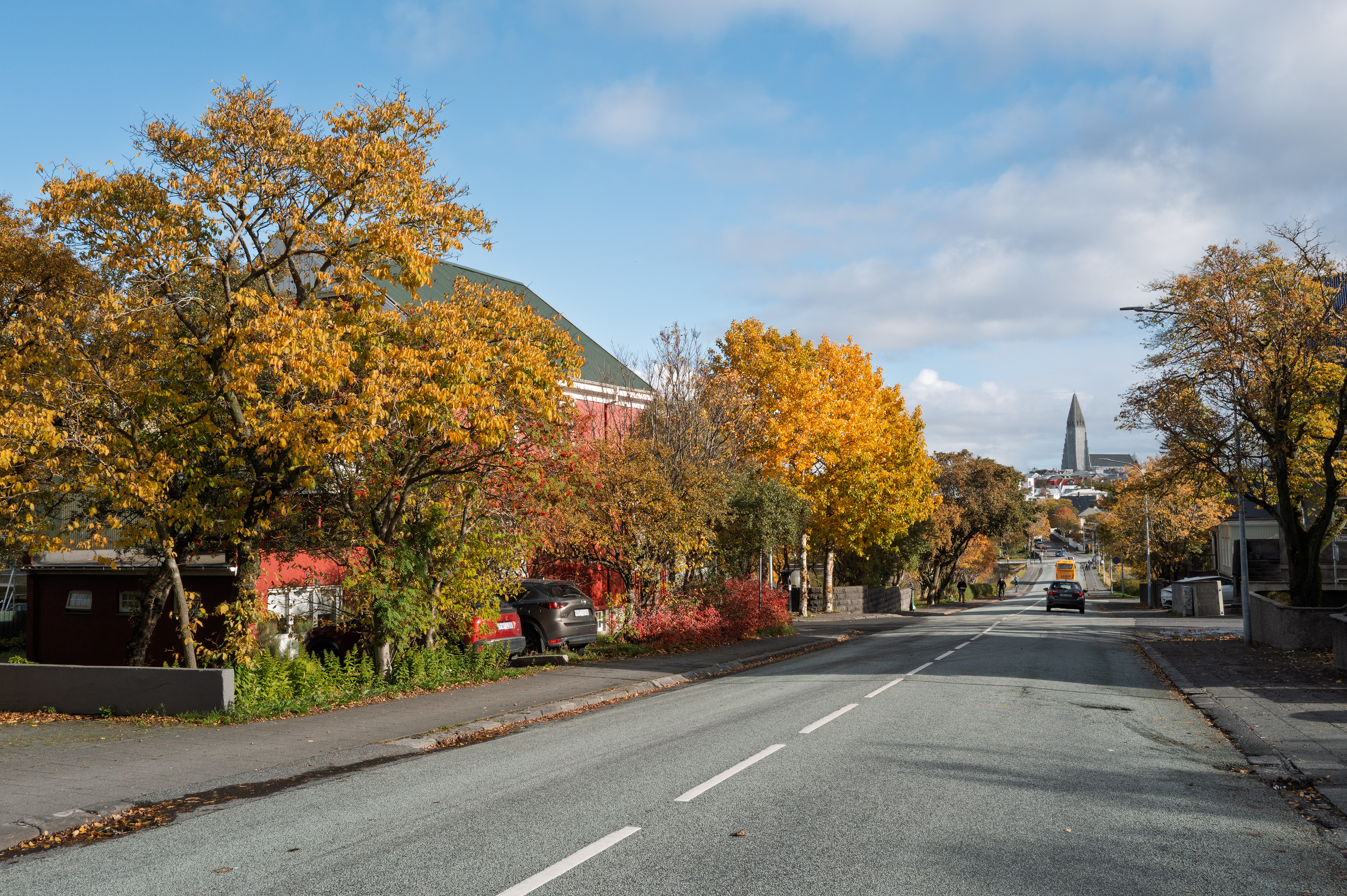 Skothúsvegur street by the pond in Reykjavík