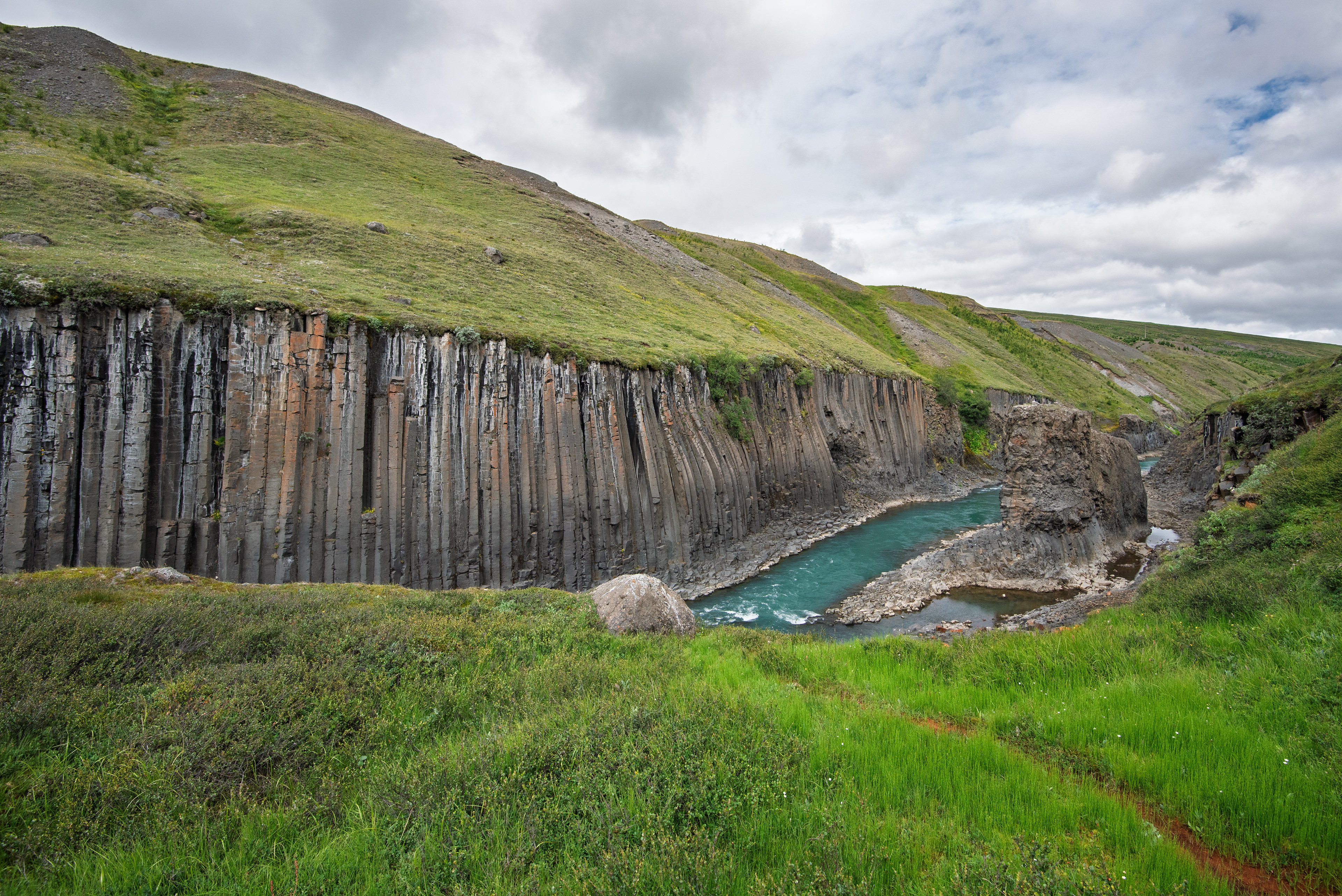 Stuðlagil Canyon in August 2016 before it became a famous tourist destination