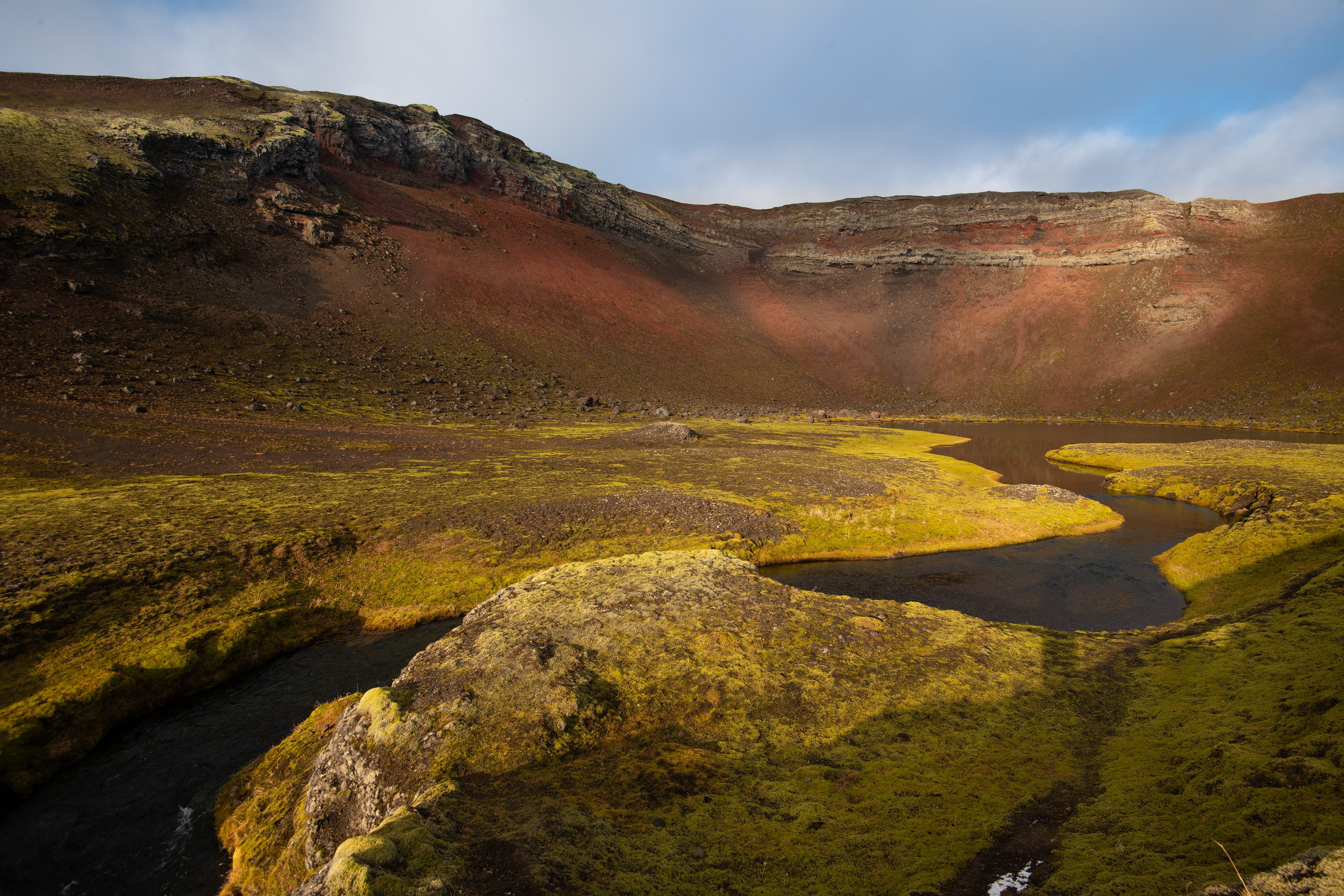 Farther into the crater at the bottom