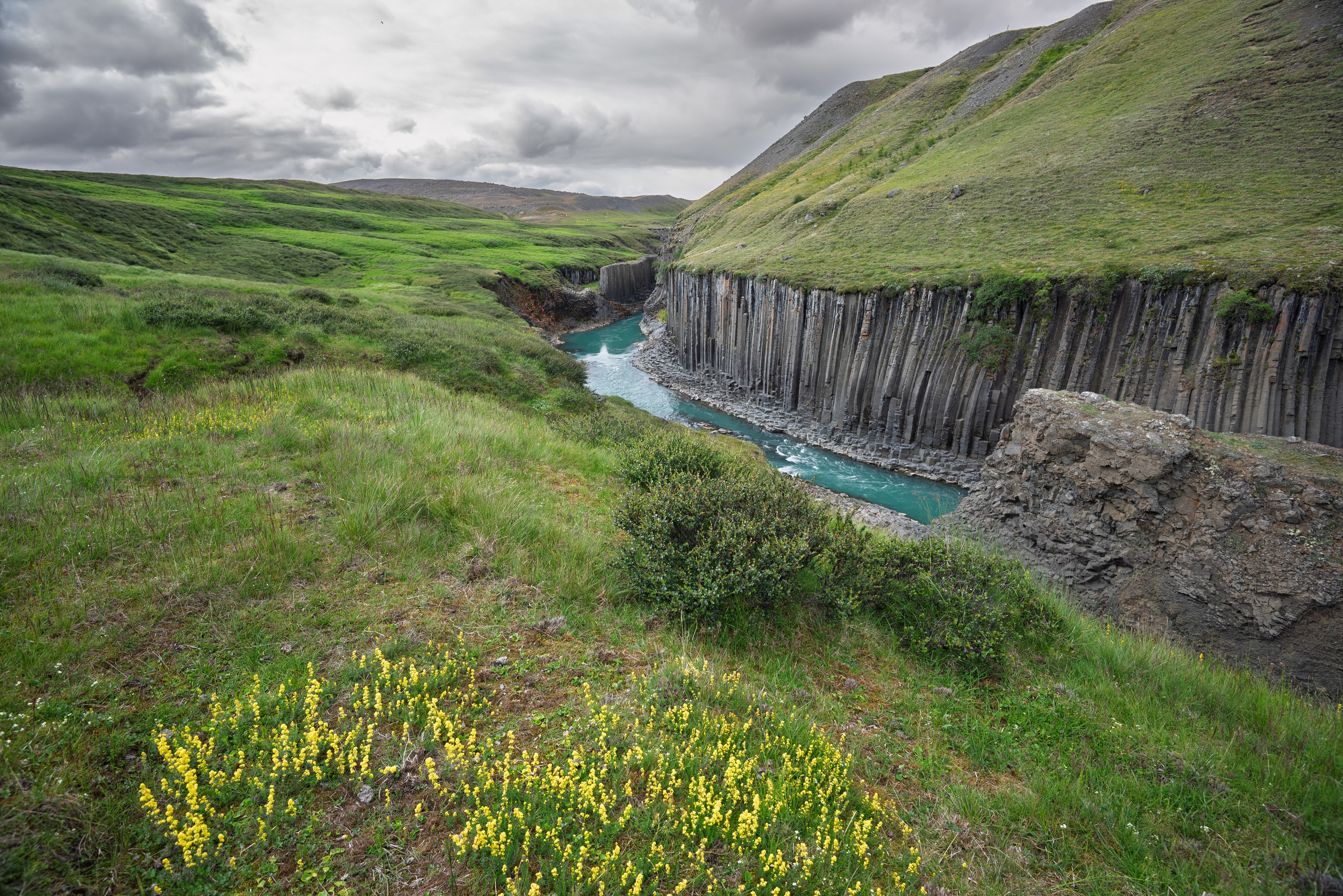 Stuðlagil Canyon in August 2016 before it became a famous tourist destination