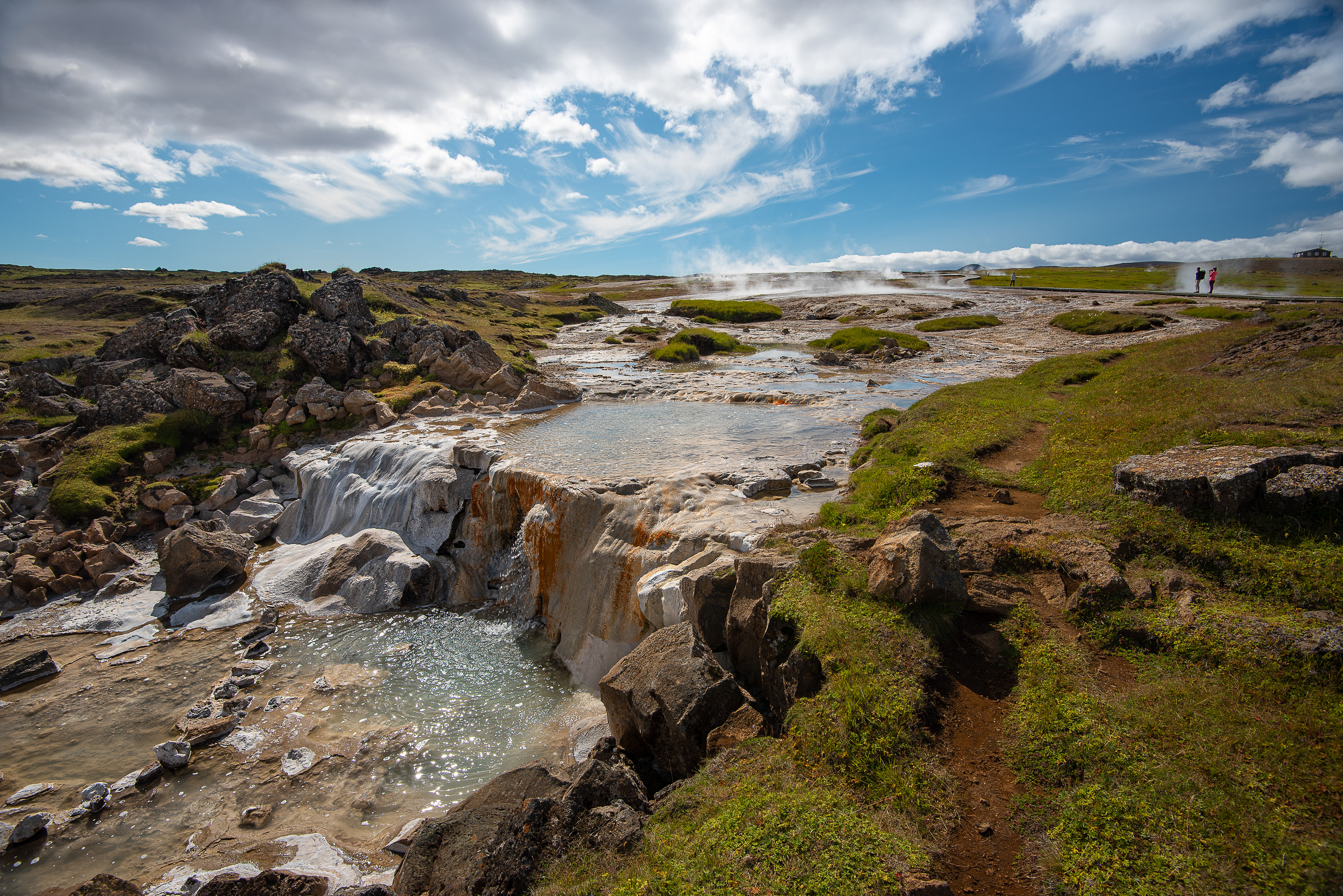 A colorful riverbed affected by the high temperature