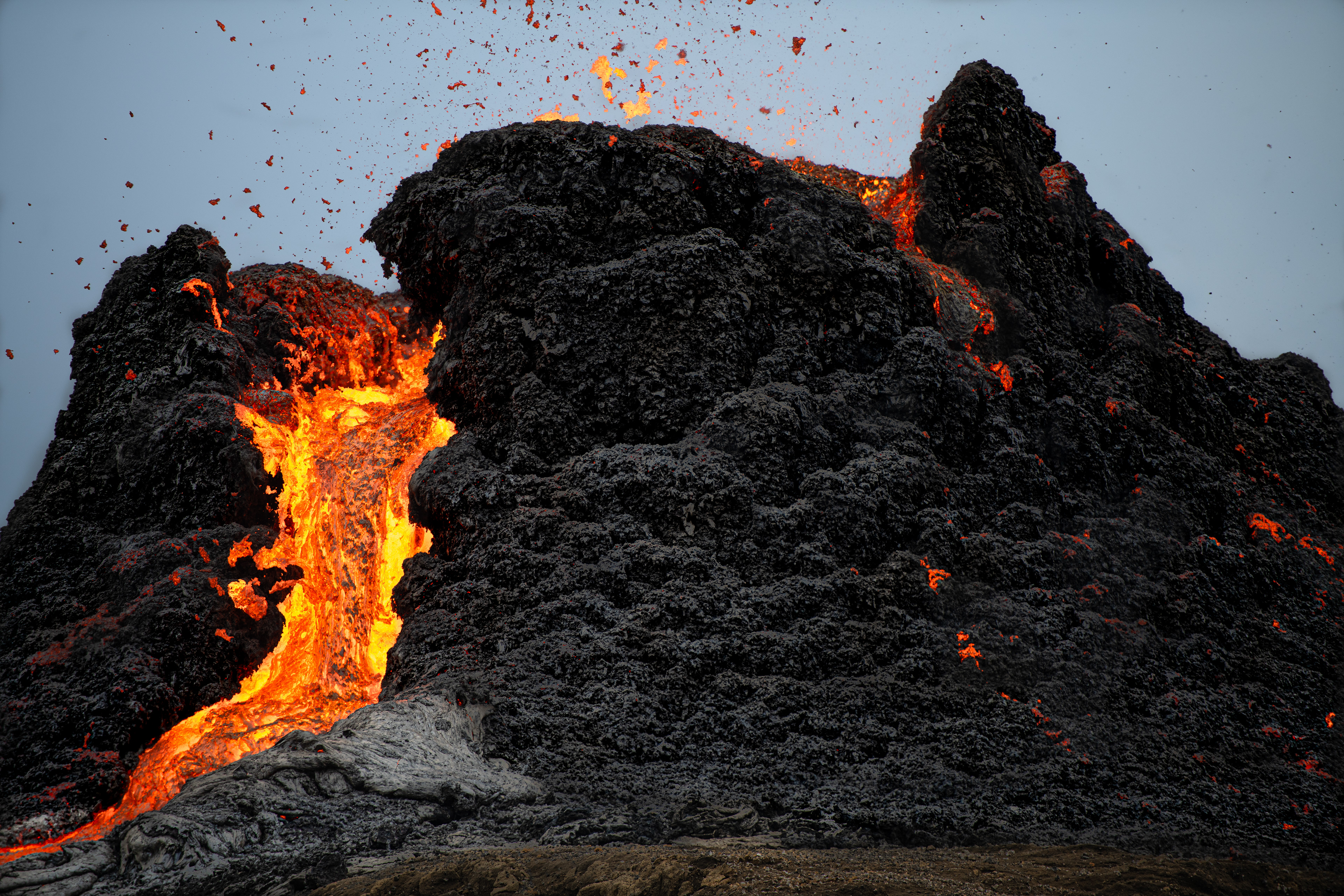 A close up of the lava stream