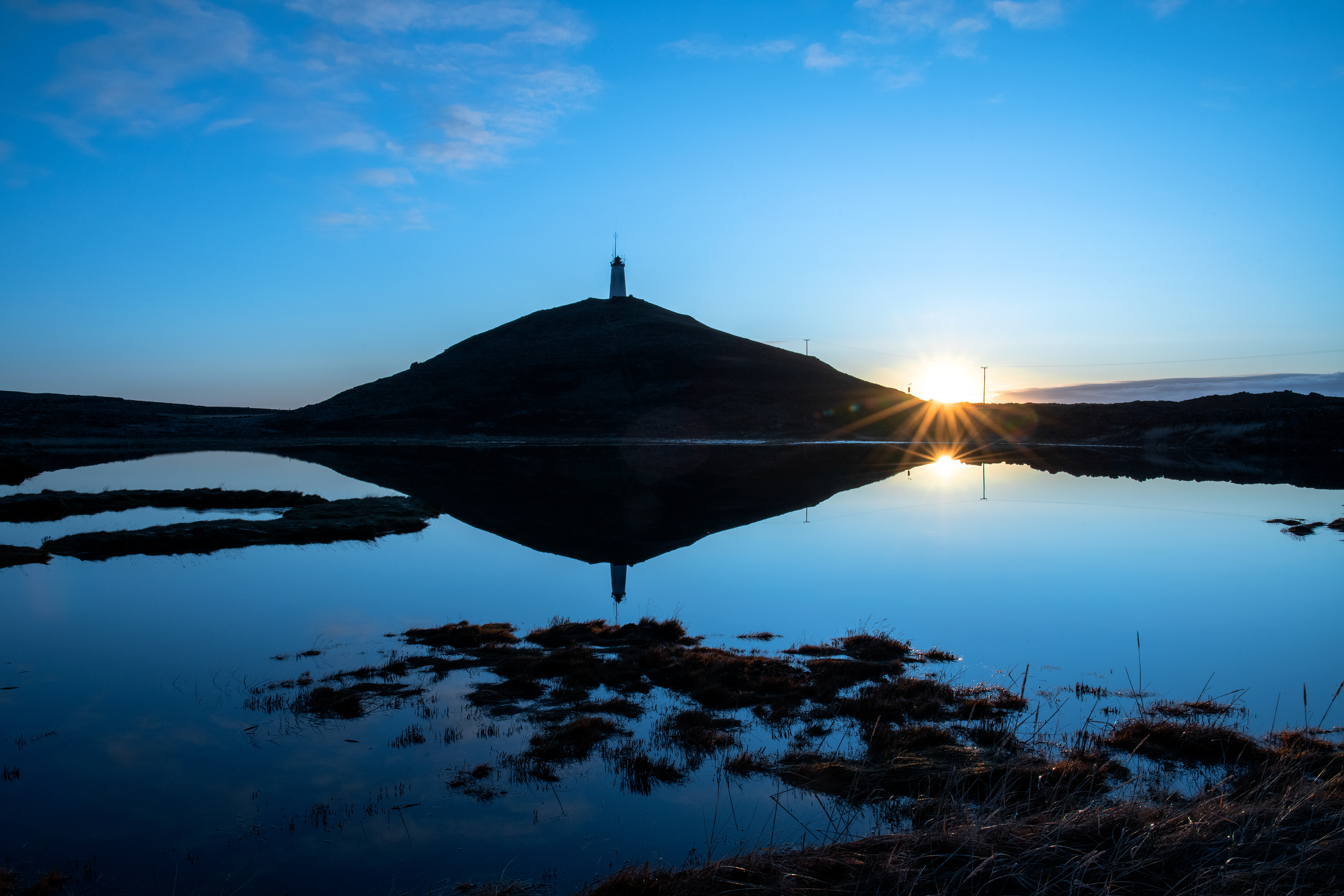 Autumn sunset at Reykjanes Peninsula - Reykjanes lighthouse