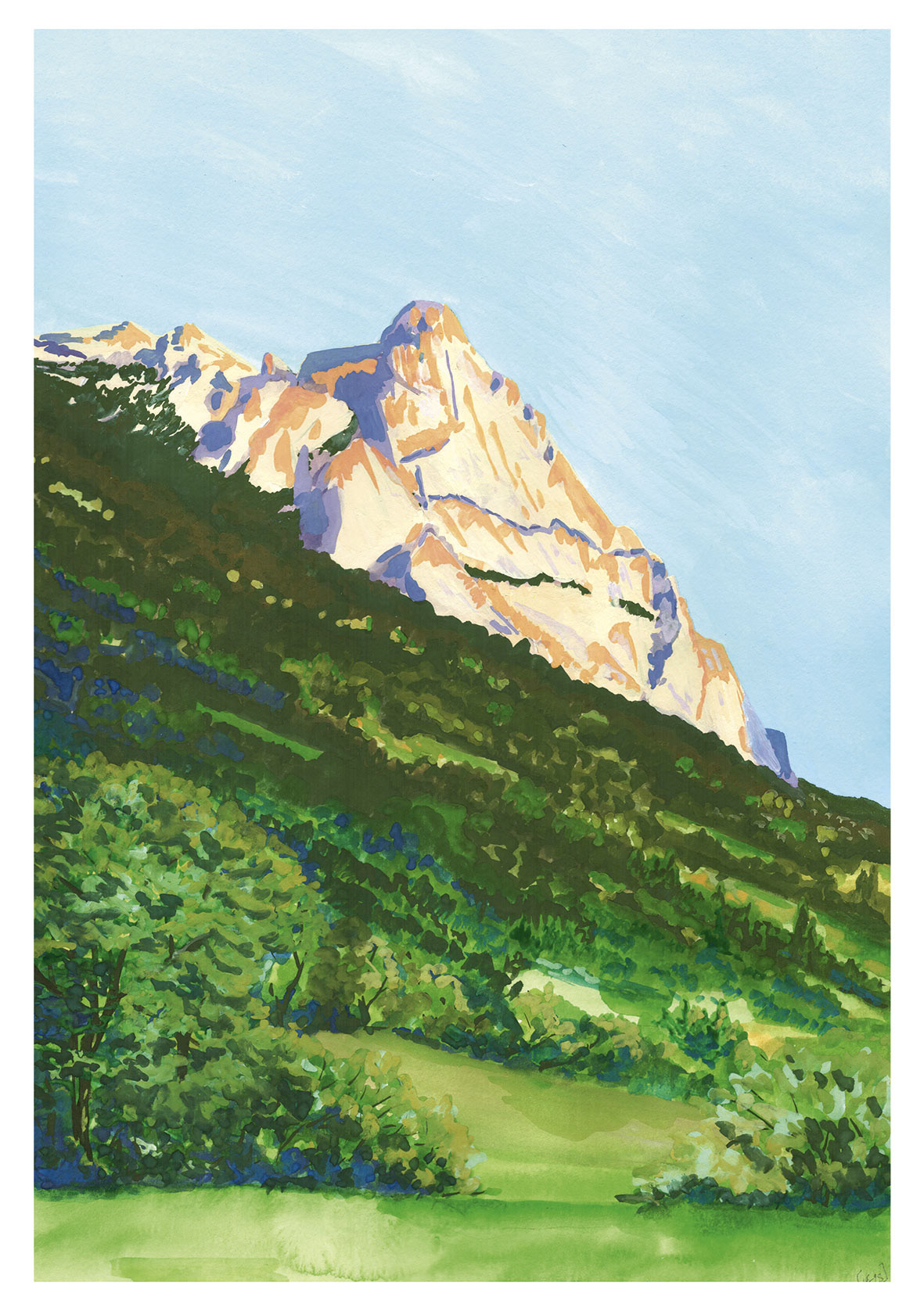 Pic de Bugarach, aquarelle, 30X42. 2025