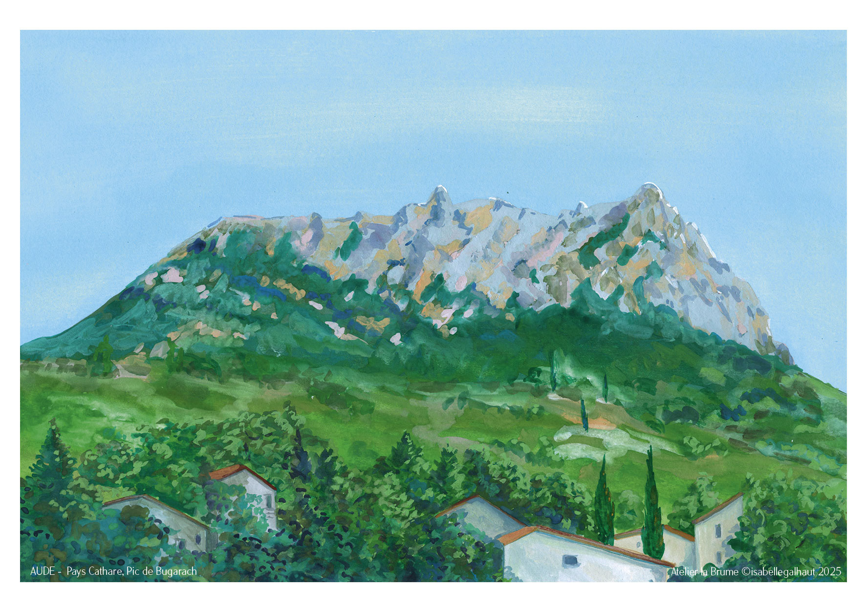 Pic de Bugarach, aquarelle,42X30 cm. 2025