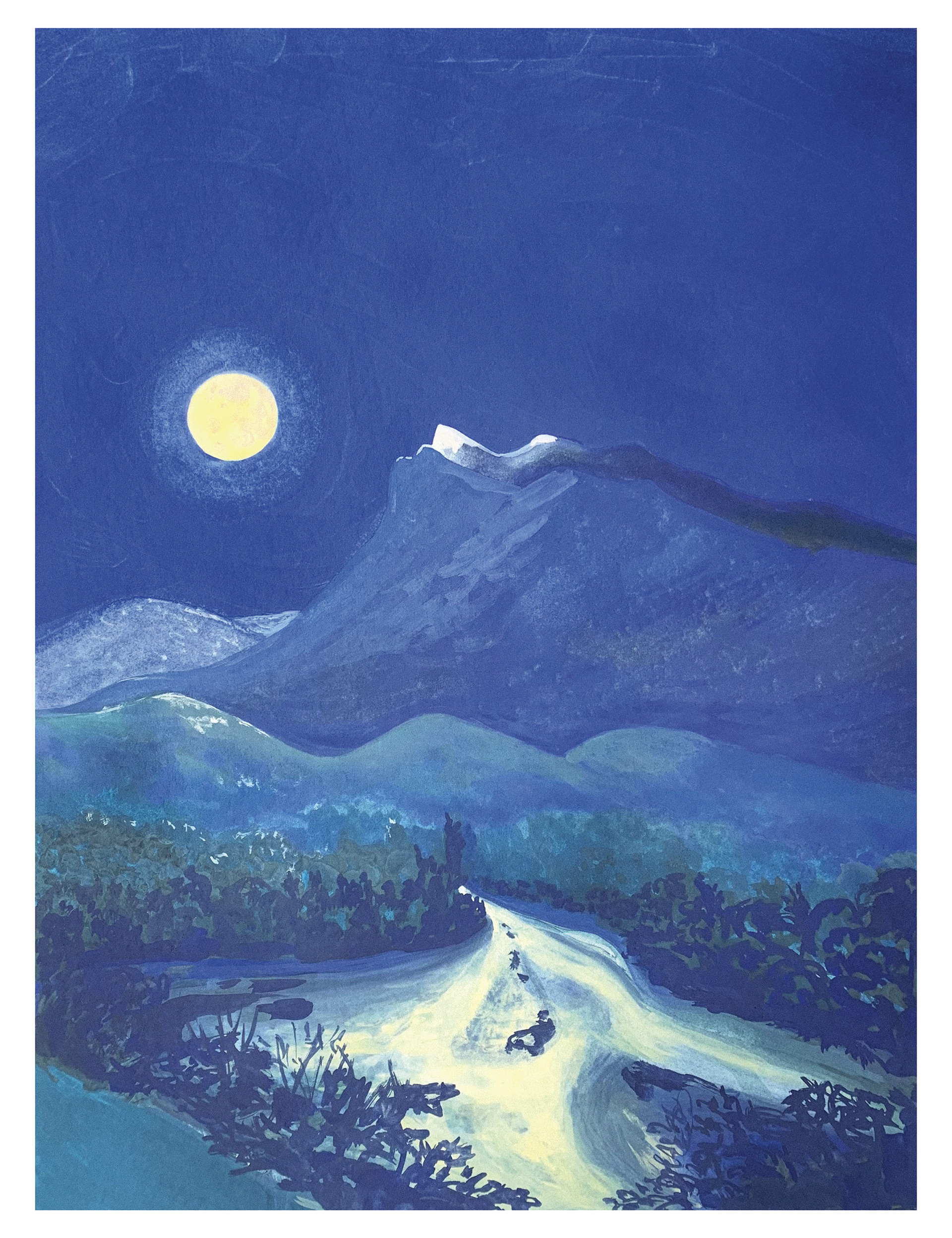 pleine lune sur les Trois Becs 50x65 cm