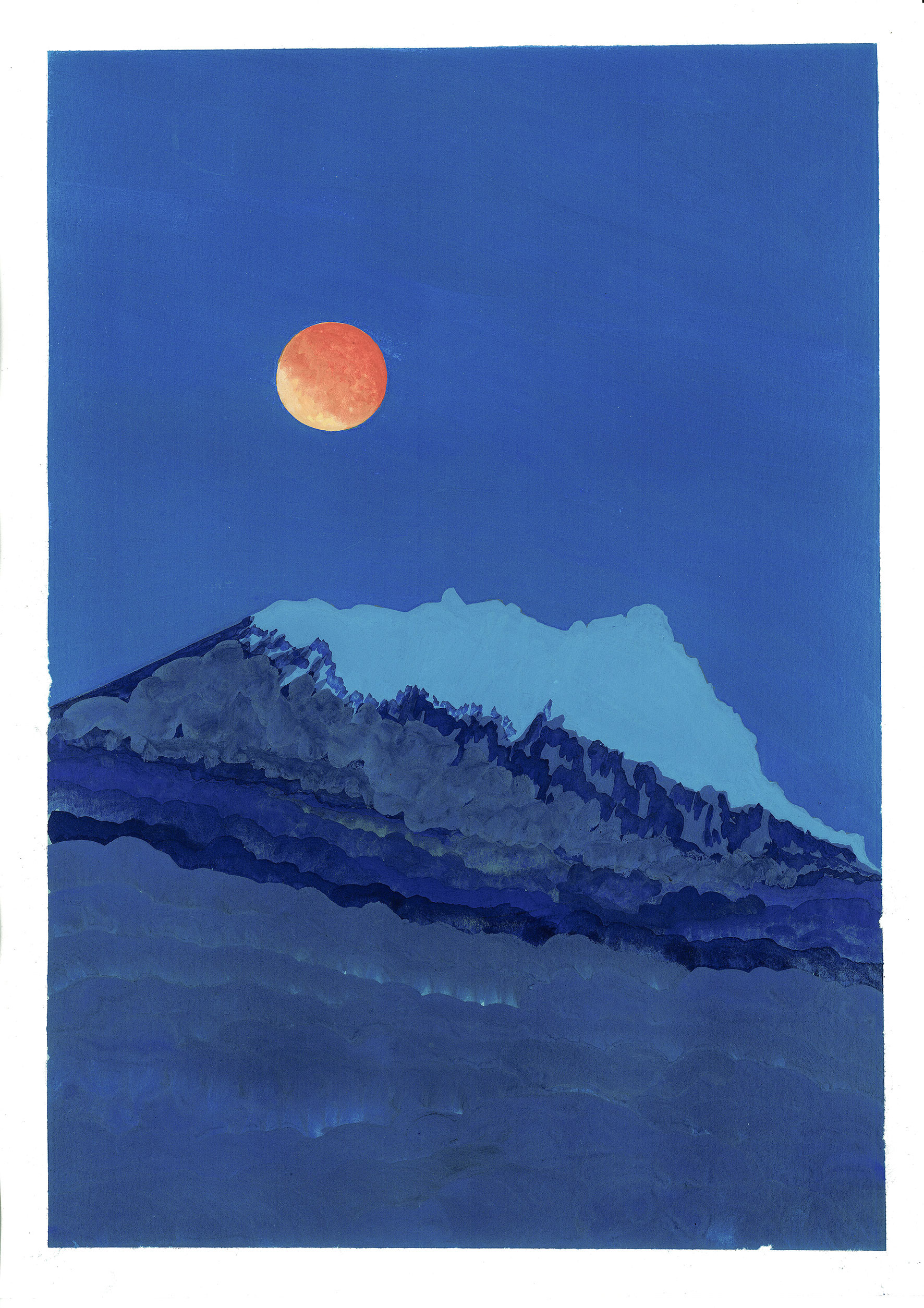 lune rousse Bugarach 30X42 cm
