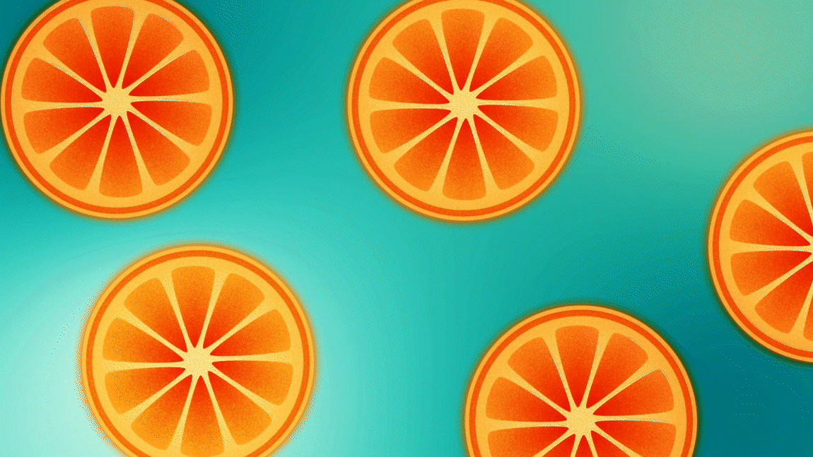 Orange slices floating