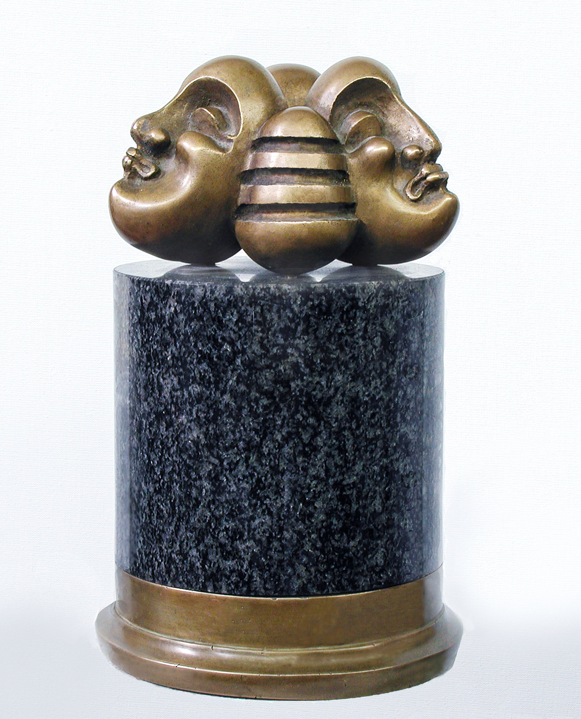 Faces, bronze, granite, H 36 cm, 1983