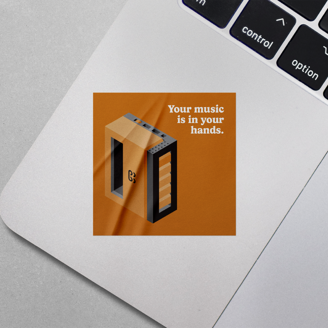 Cassette player sticker, orange