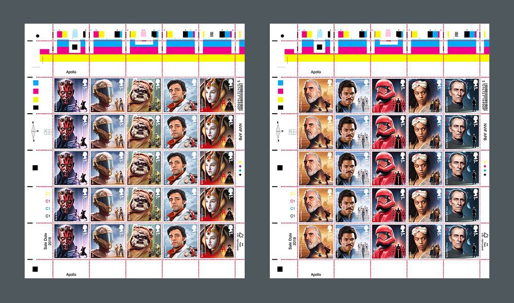Royal Mail Star Wars Stamp 2019 by Malcolm Tween stamp sheets