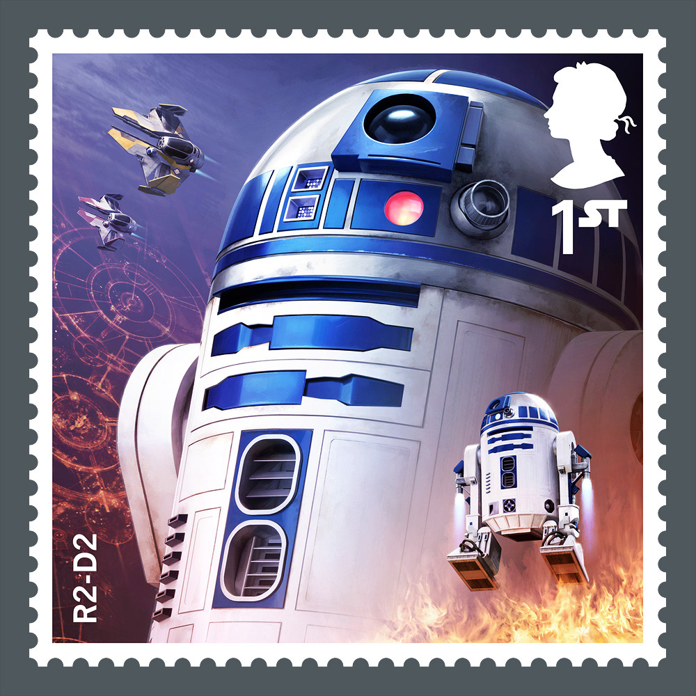 Royal Mail STAR WARS stamp 2017 by Malcolm Tween R2-D2