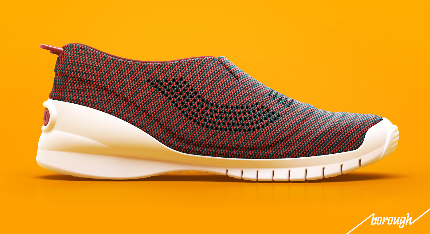 Borough 3D Printed shoe concept by Cisco red and white version artwork by Malcolm Tween and Digital Progression