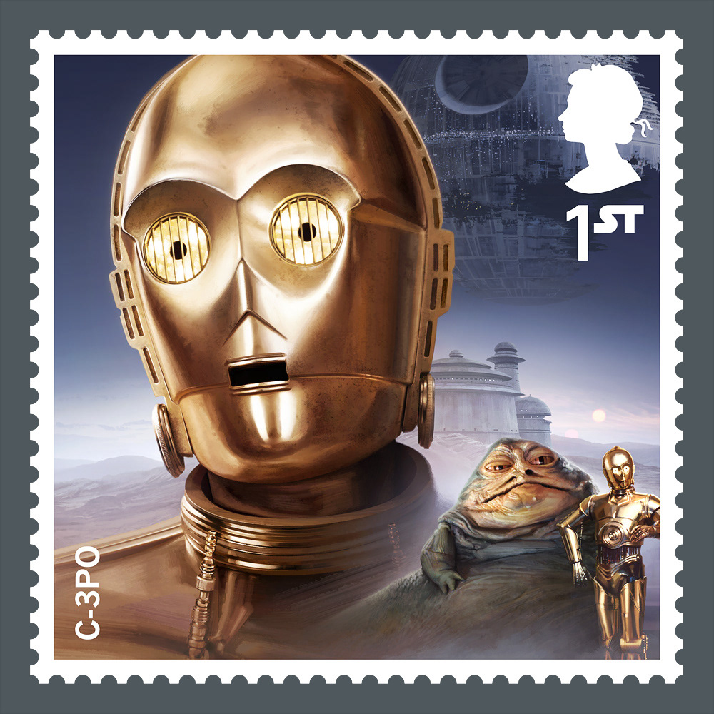 Royal Mail STAR WARS stamp 2017 by Malcolm Tween C-3PO