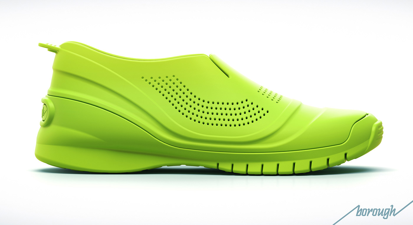 Green Borough 3D Printed shoe concept by Cisco artwork by Malcolm Tween and Digital Progression