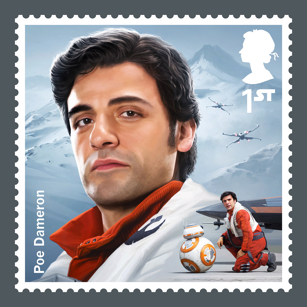 Royal Mail Star Wars Stamp 2019 by Malcolm Tween Poe Dameron