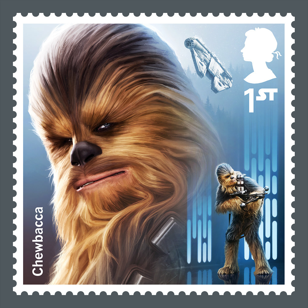Royal Mail STAR WARS stamp 2017 by Malcolm Tween Chewbacca