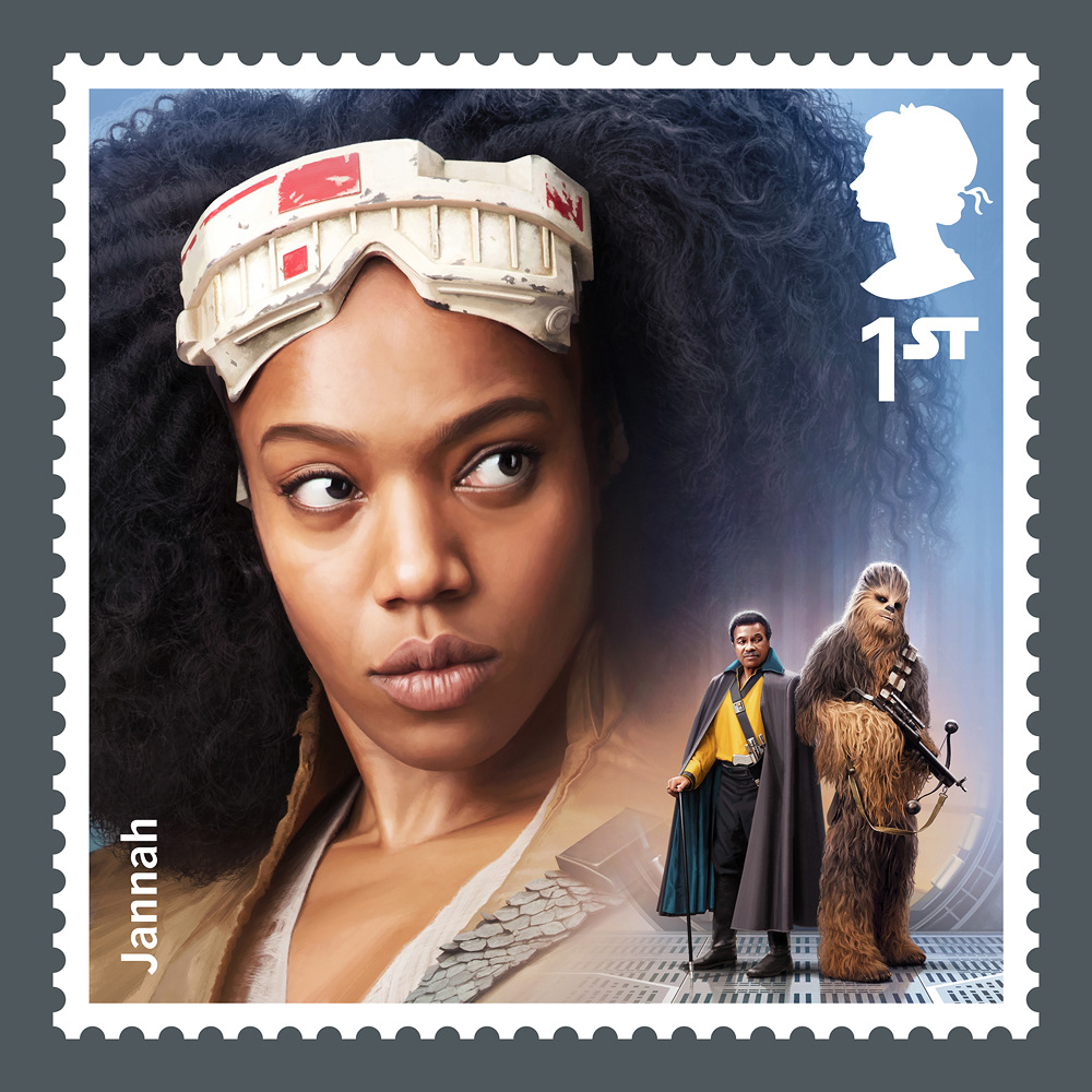 Royal Mail Star Wars Stamp 2019 by Malcolm Tween Jannah and Lando