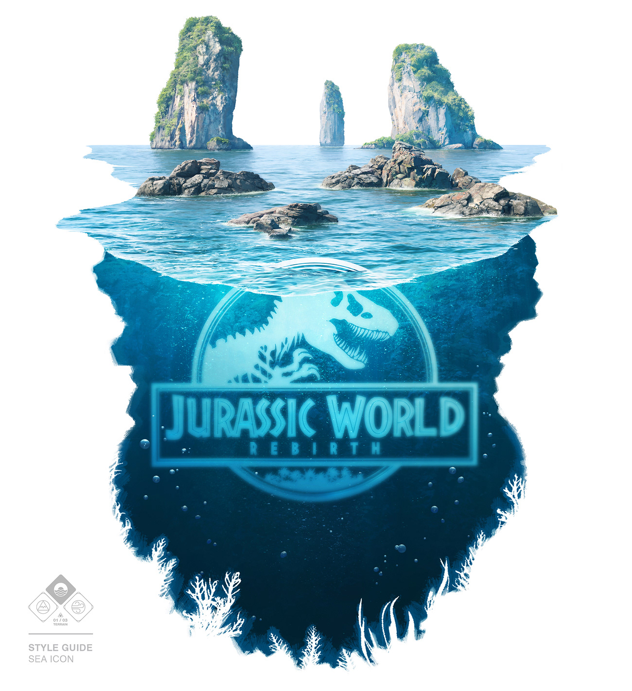 Malcolm Tween | Modular layered style guide assets for Jurassic World Rebirth. SEA Icon