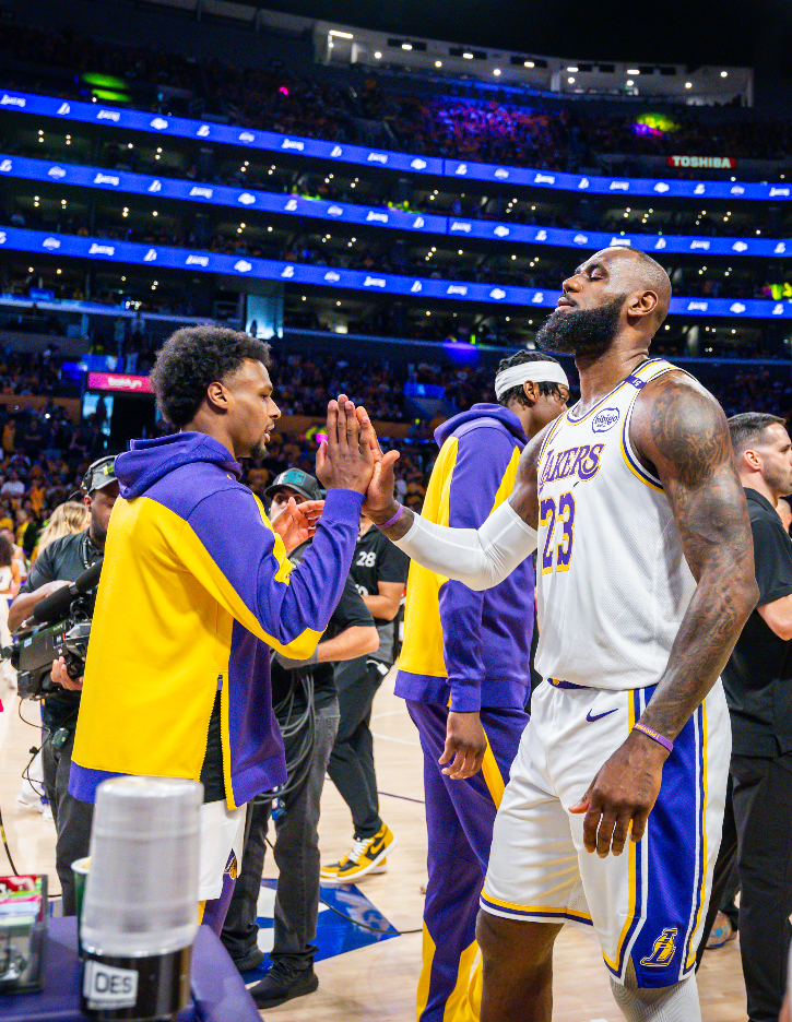 Bronny James and LeBron James - Los Angeles Lakers