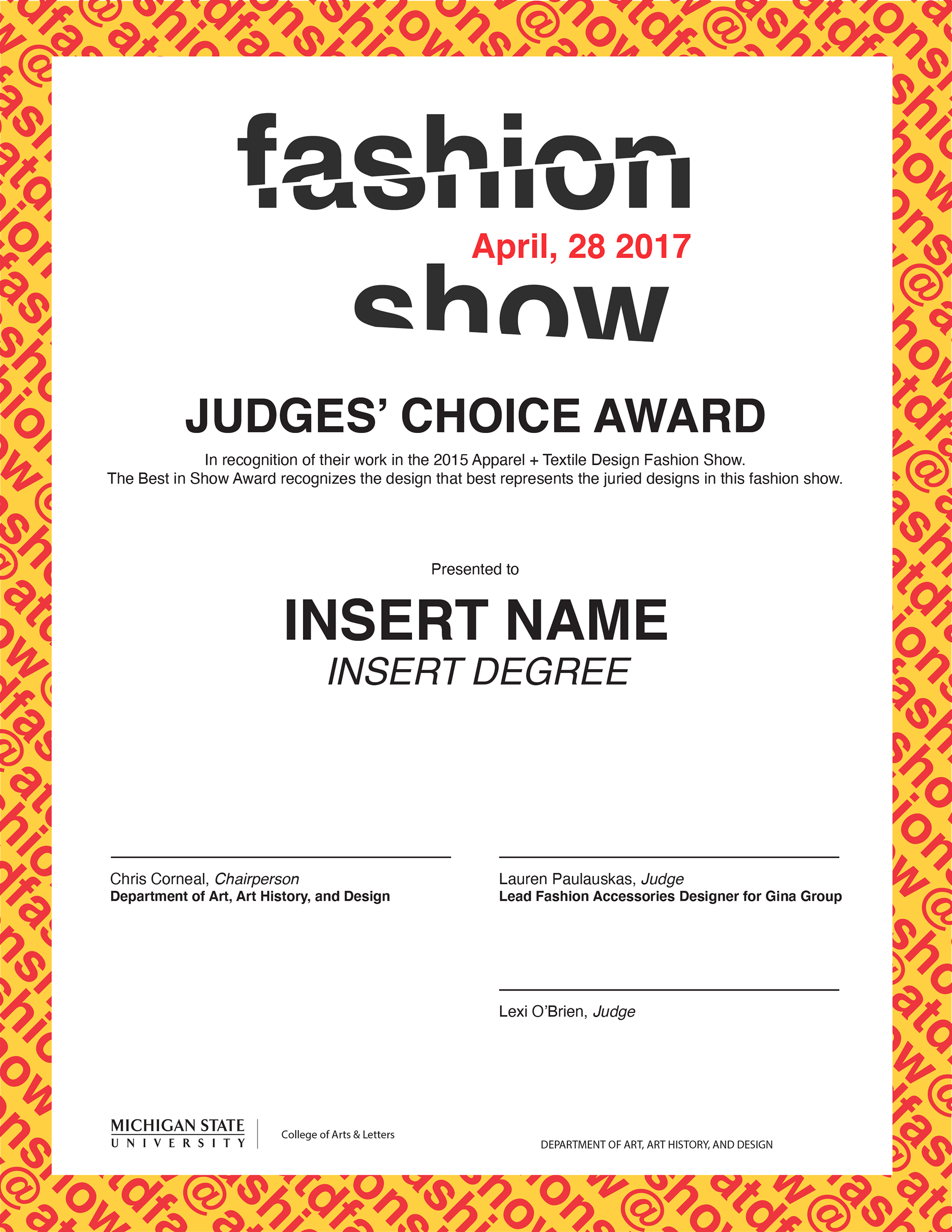 Moira Maloney MSU Apparel and Textile Design Fashion Show