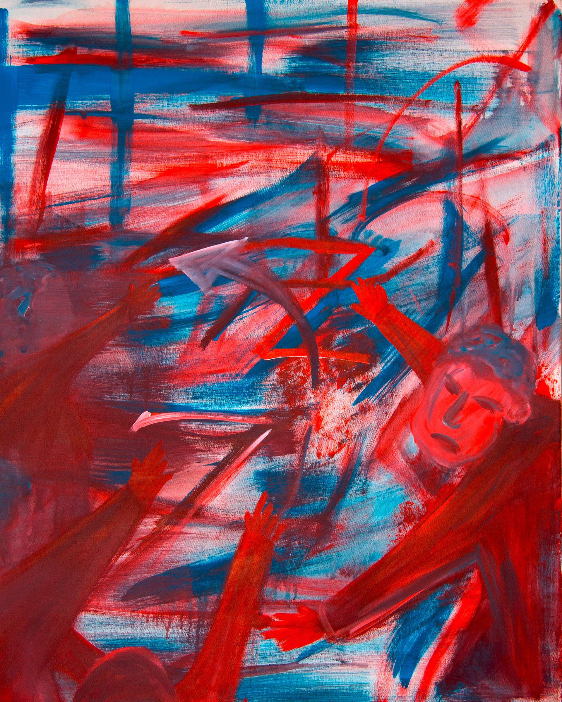 Die Trittbrettfahrer / 80 x 100 cm / Acryl auf Leinwand